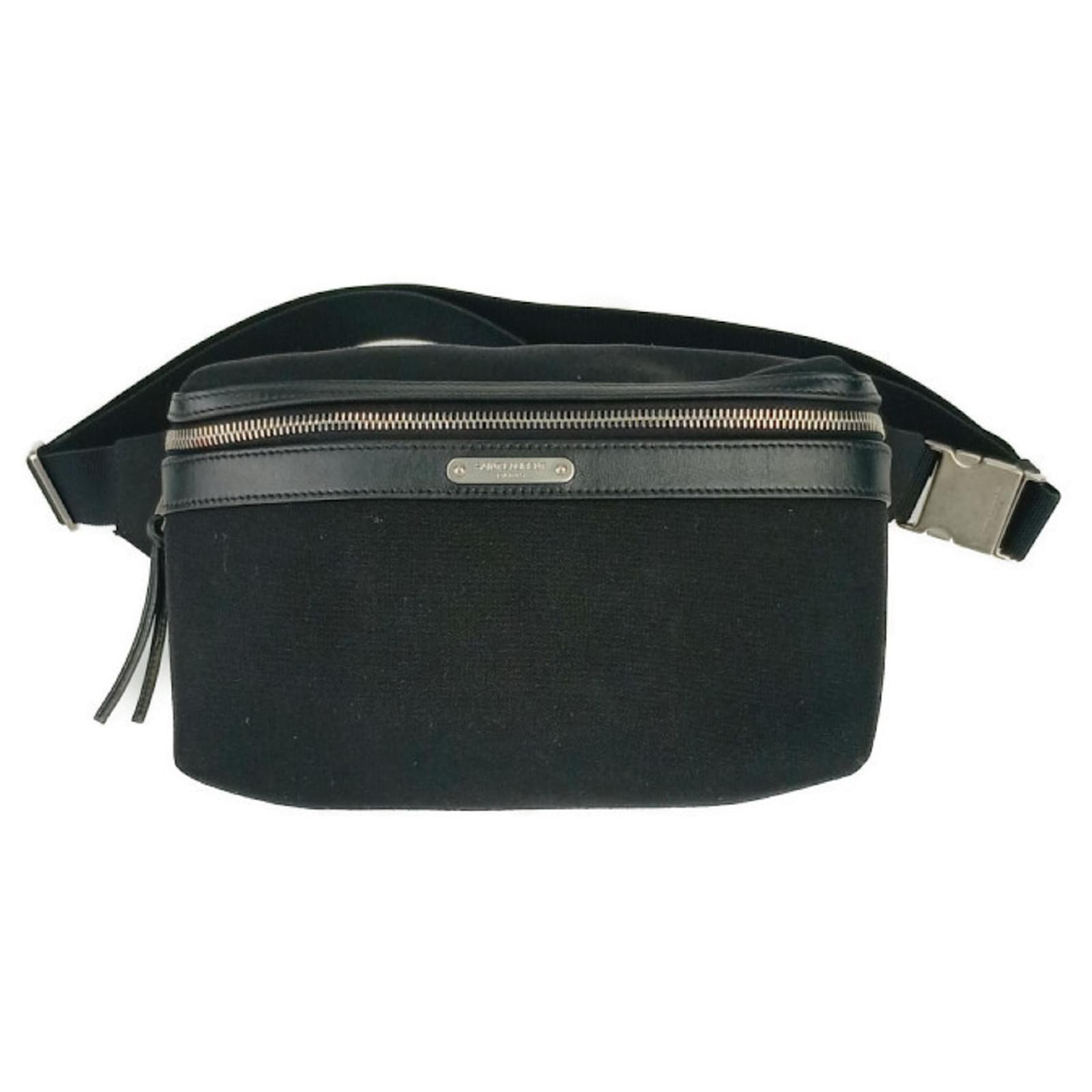Yves Saint Laurent Black Canvas and Leather Fanny Pack Cloth  ref.2322893