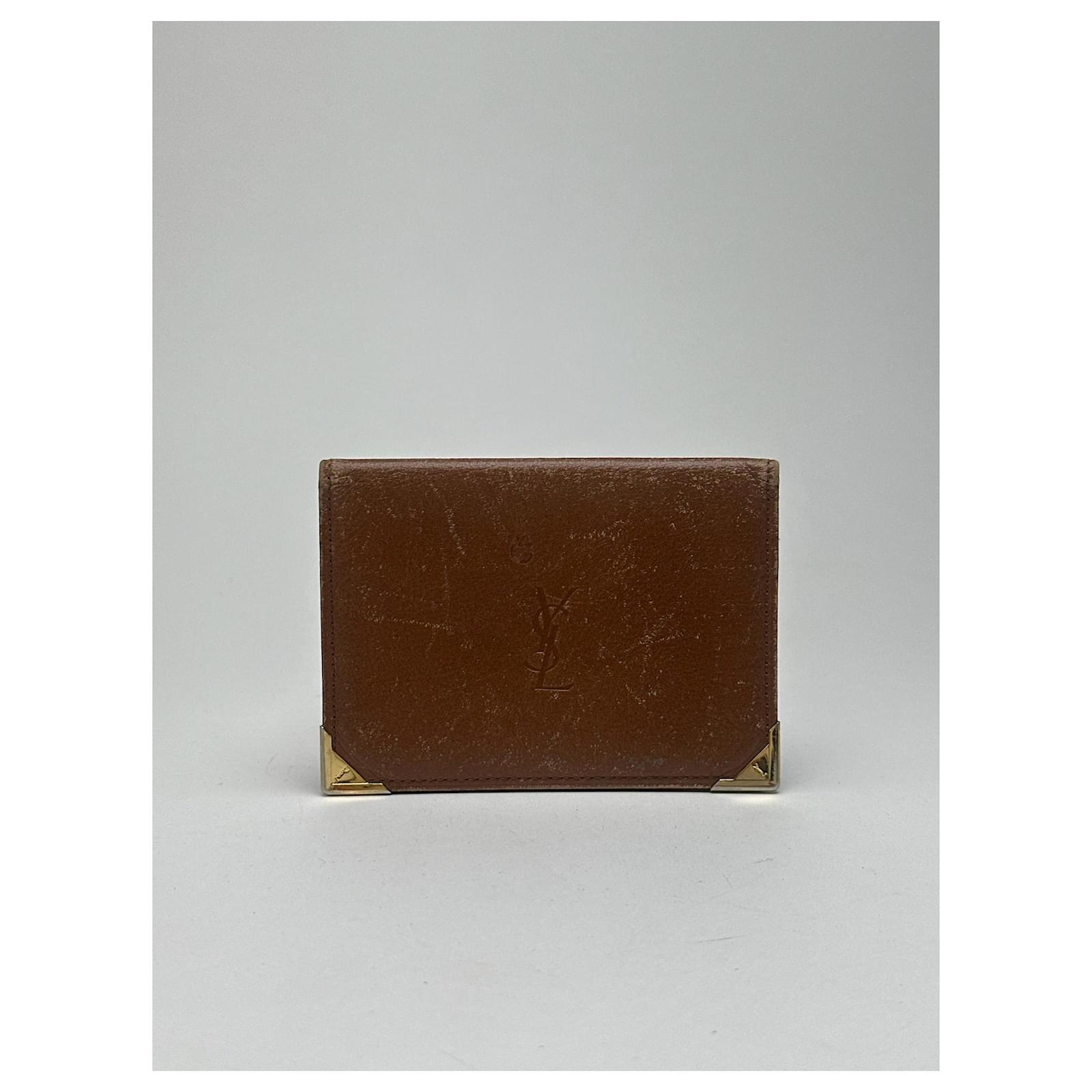 Vintage Yves Saint Laurent leather Card holder brown  ref.2322590