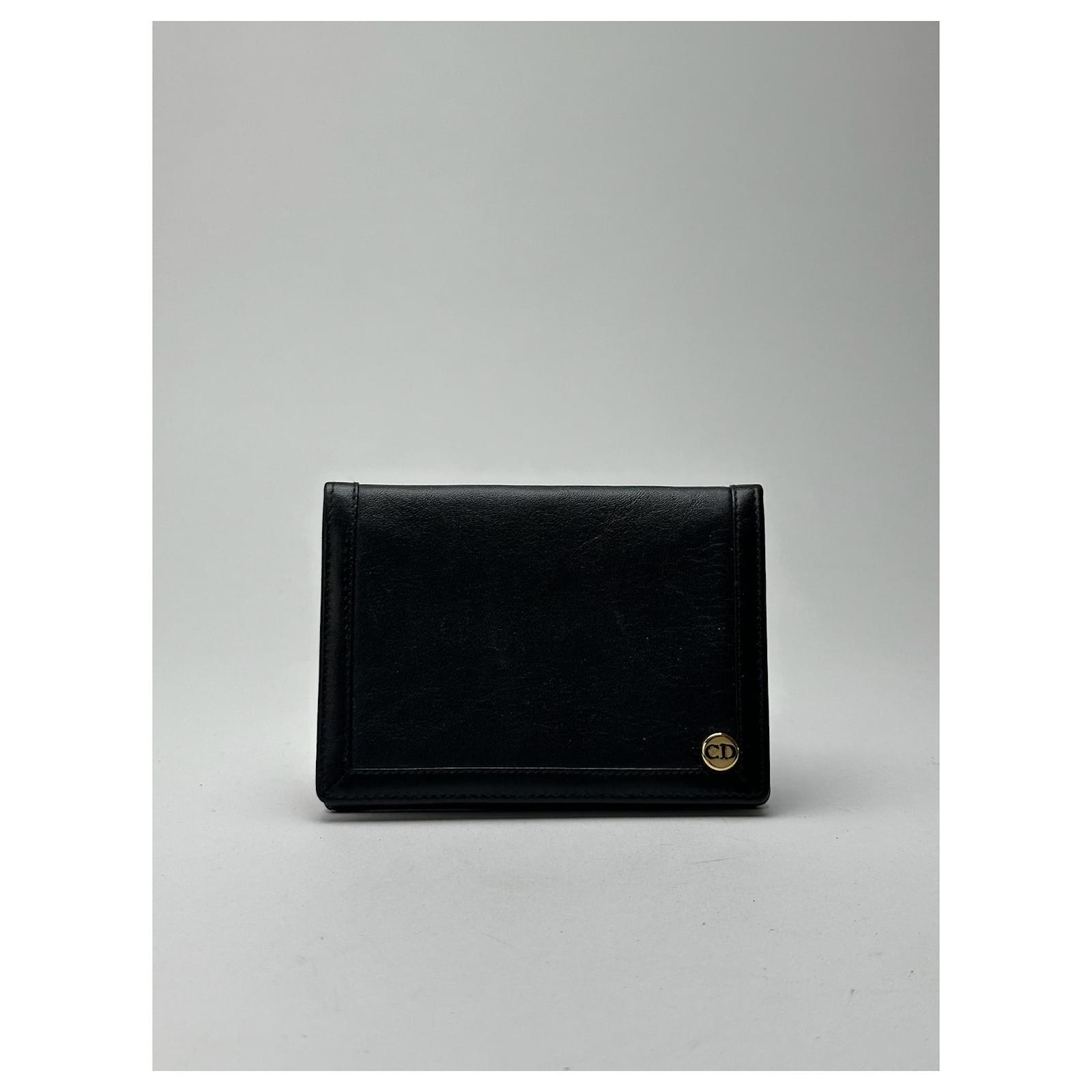Vintage Dior leather card holder black  ref.2322588