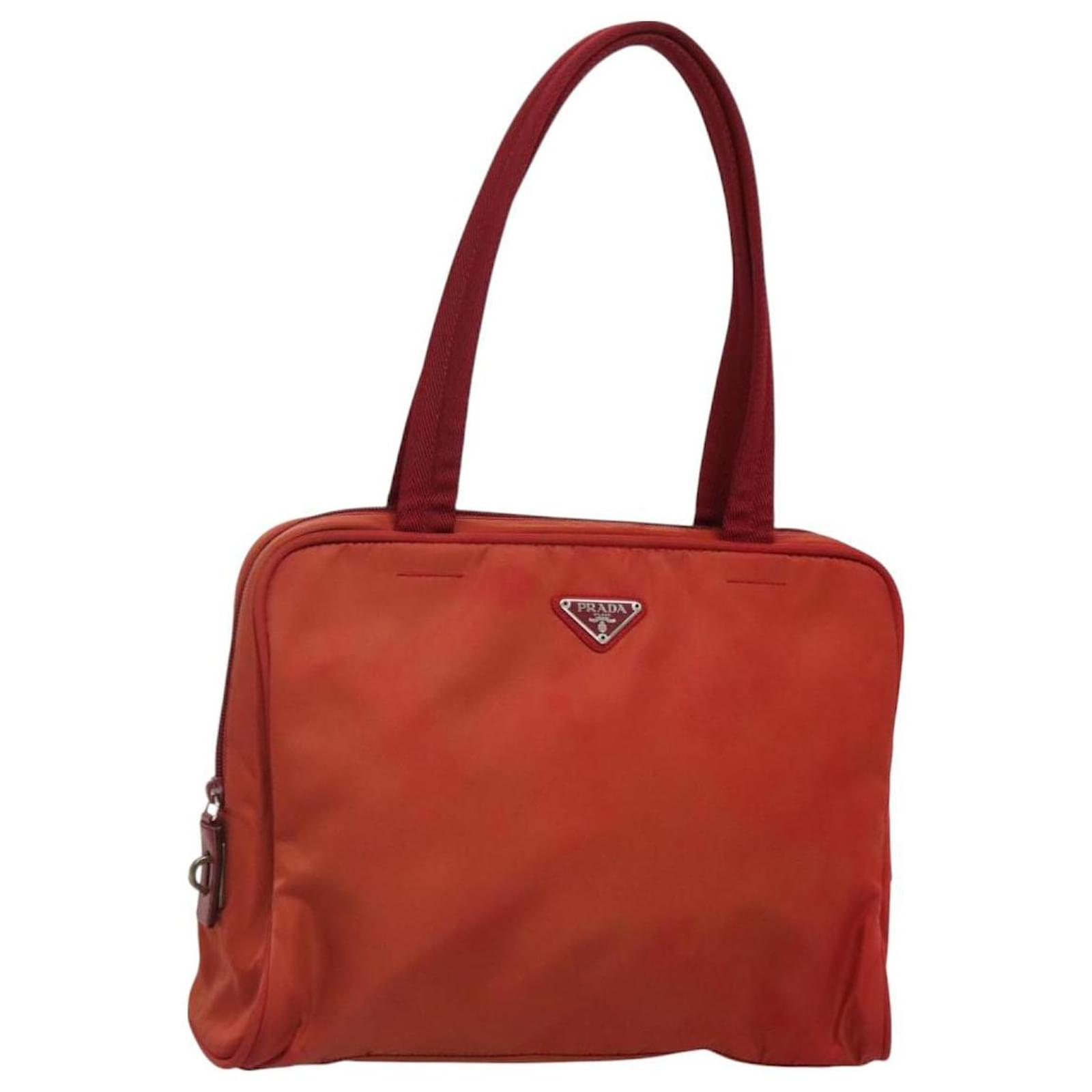 PRADA Hand Bag Nylon Red Auth BA3040  ref.2322505