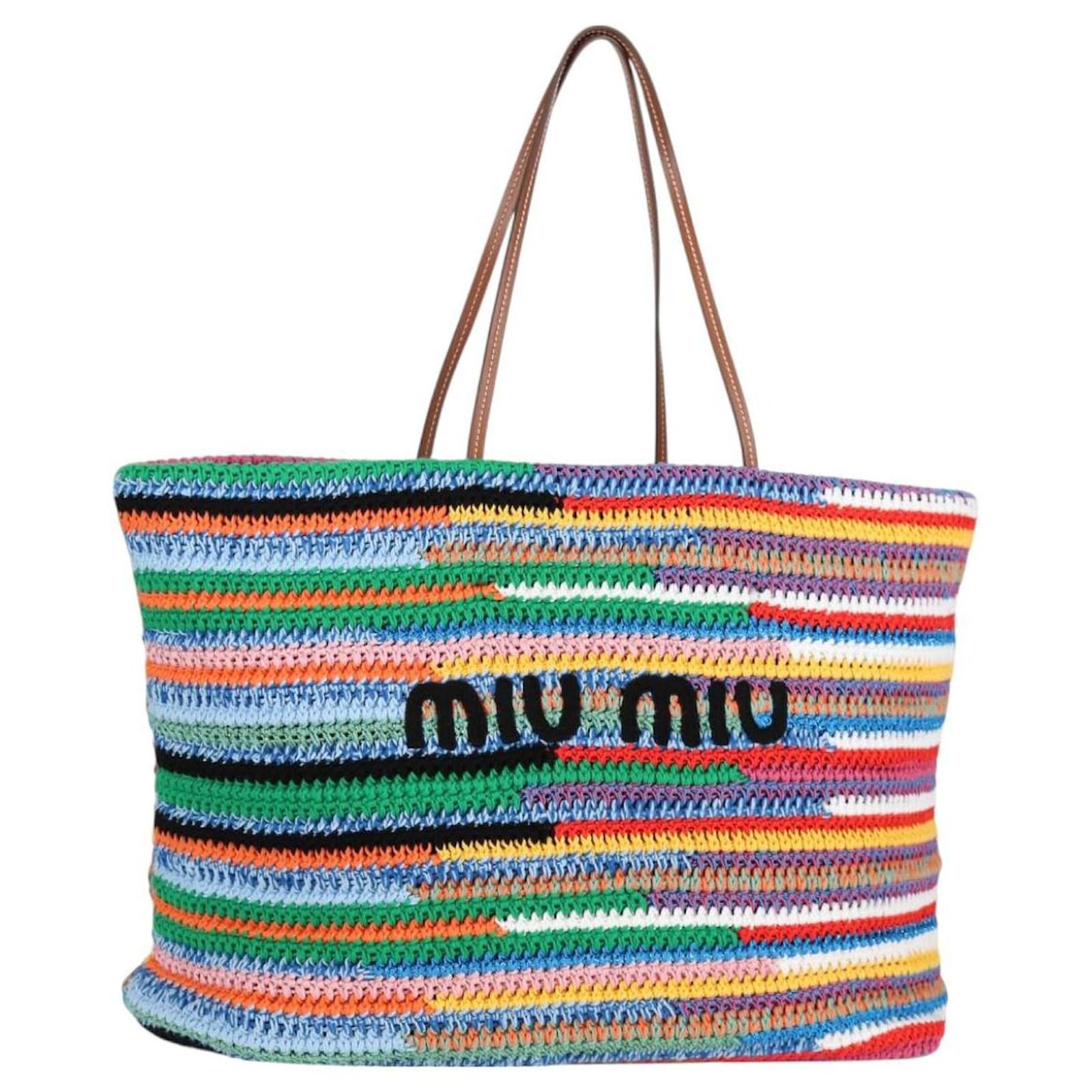 Miu Miu Shoulder Bag Cotton Silver Rainbow Auth 119231SM Silvery  ref.2322427
