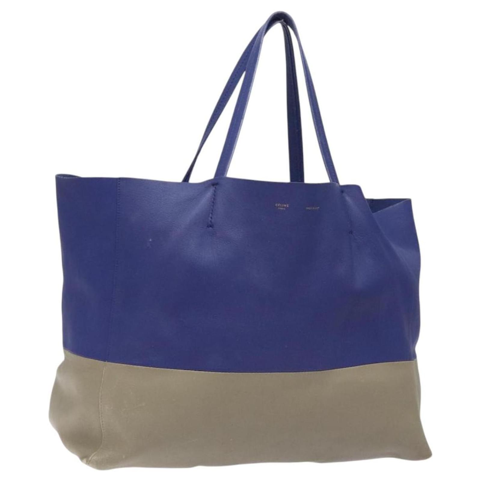 Céline CELINE Horizontal Cabas Tote Bag Leather Blue Gold Auth 123559 Golden  ref.2322396