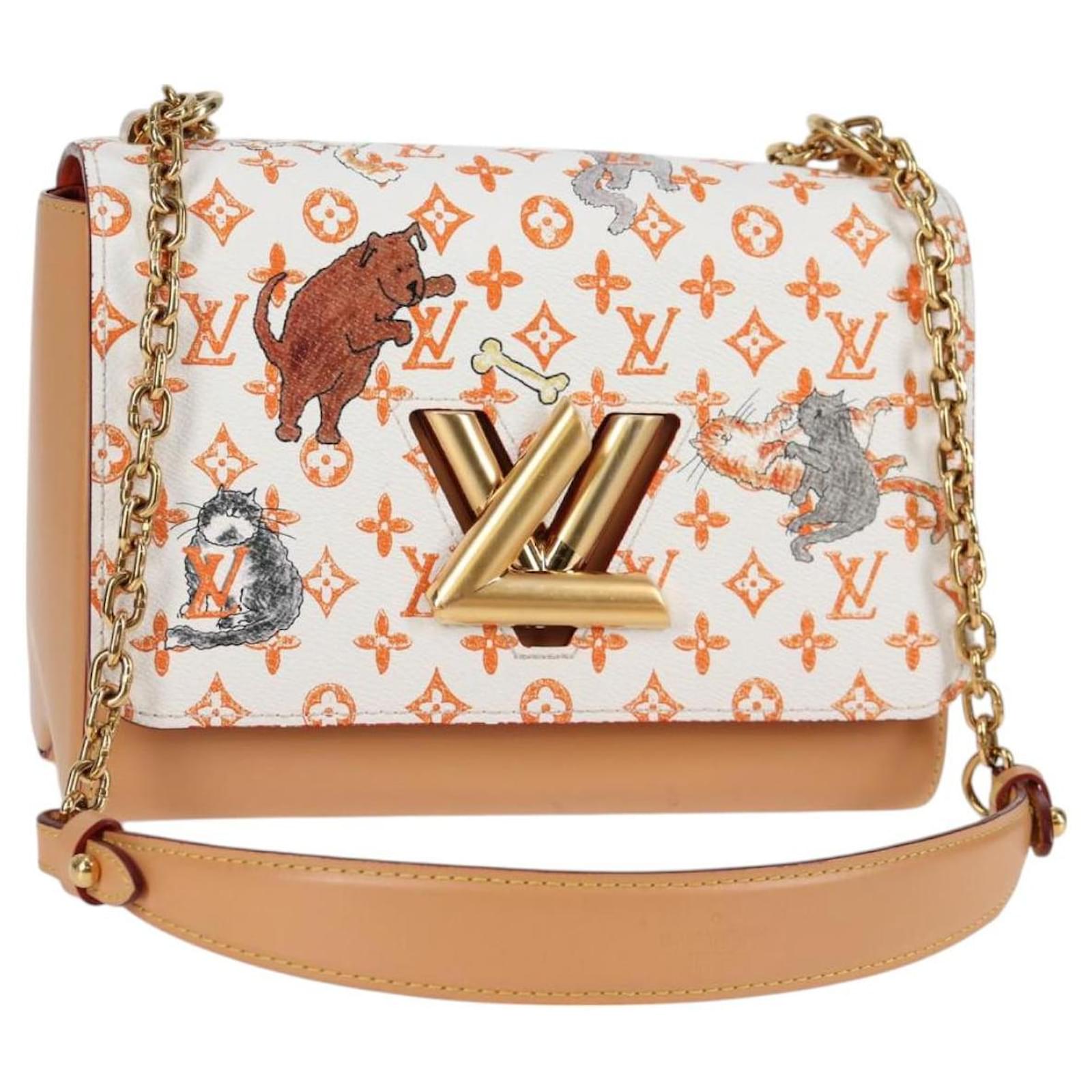 LOUIS VUITTON Catgram Twist MM Shoulder Bag White M44460 LV Auth 120872SM Monogram Cloth  ref.2322380
