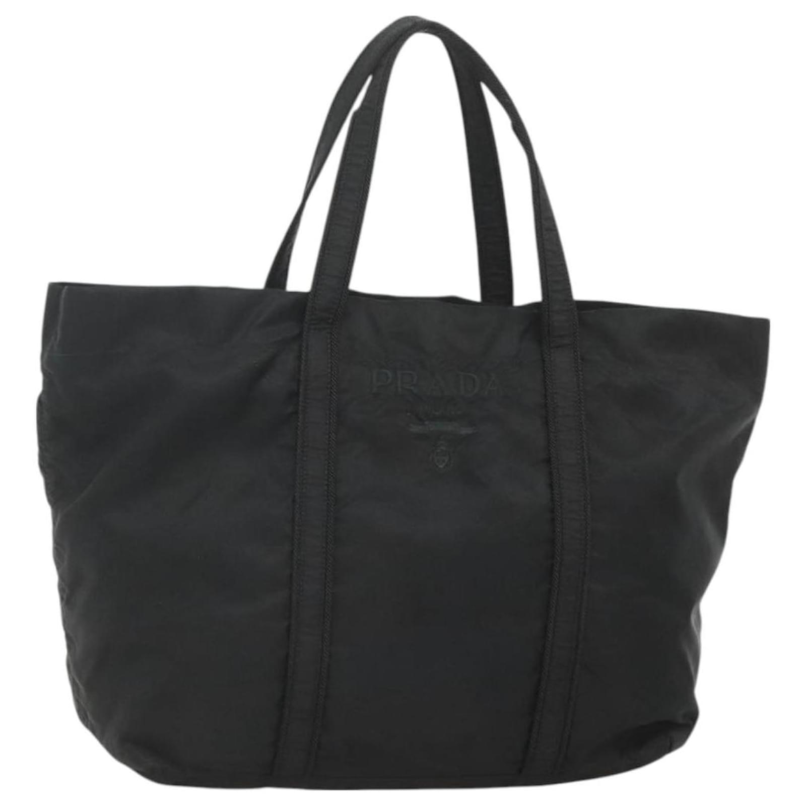PRADA Tote Bag Nylon Black Silver Auth bs26479 Silvery  ref.2322368