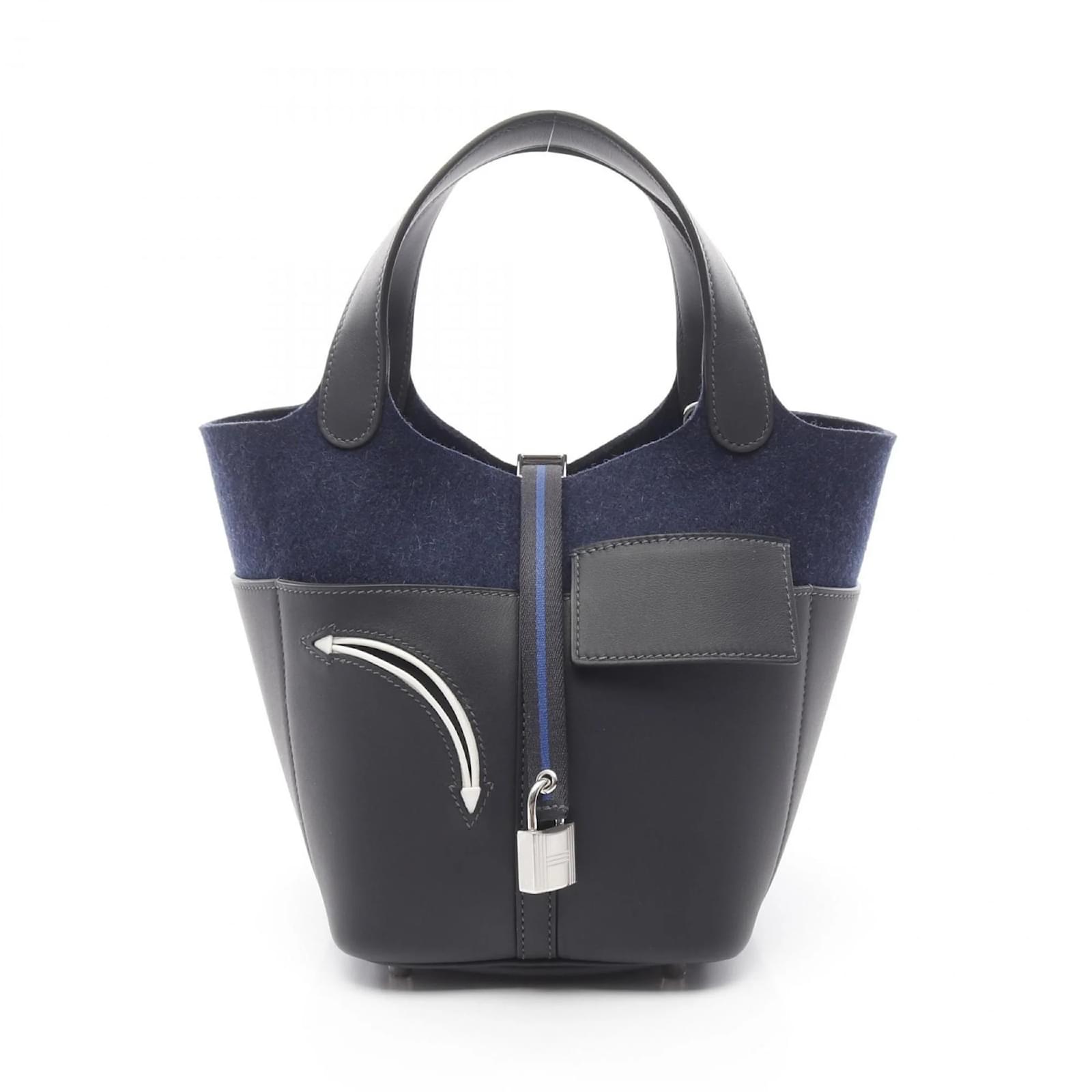 Hermès Hermes Picotin Lock PM Handbag Black Navy blue Leather  ref.2322323