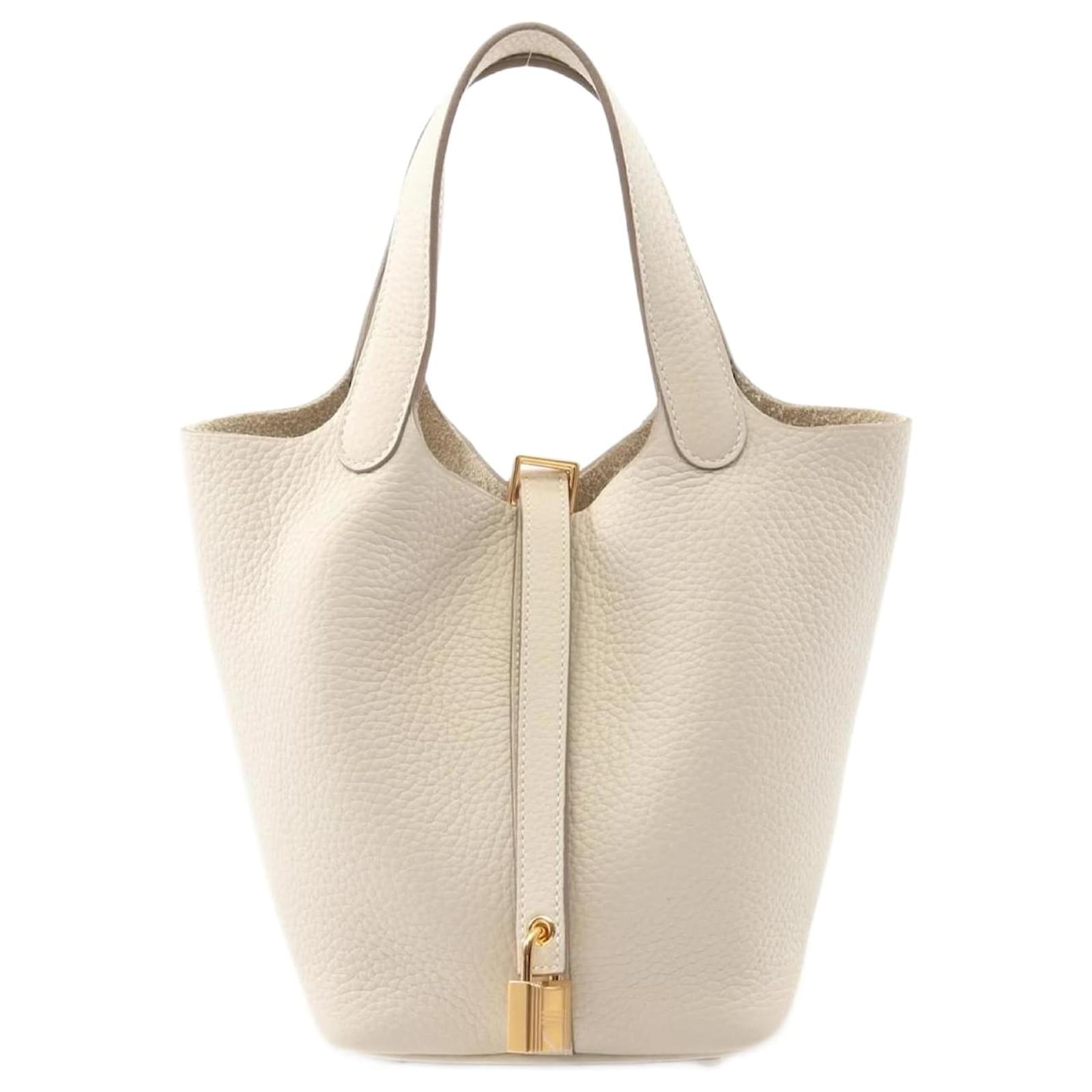 Hermès Hermes Picotin Lock PM Handbag White Leather  ref.2322319