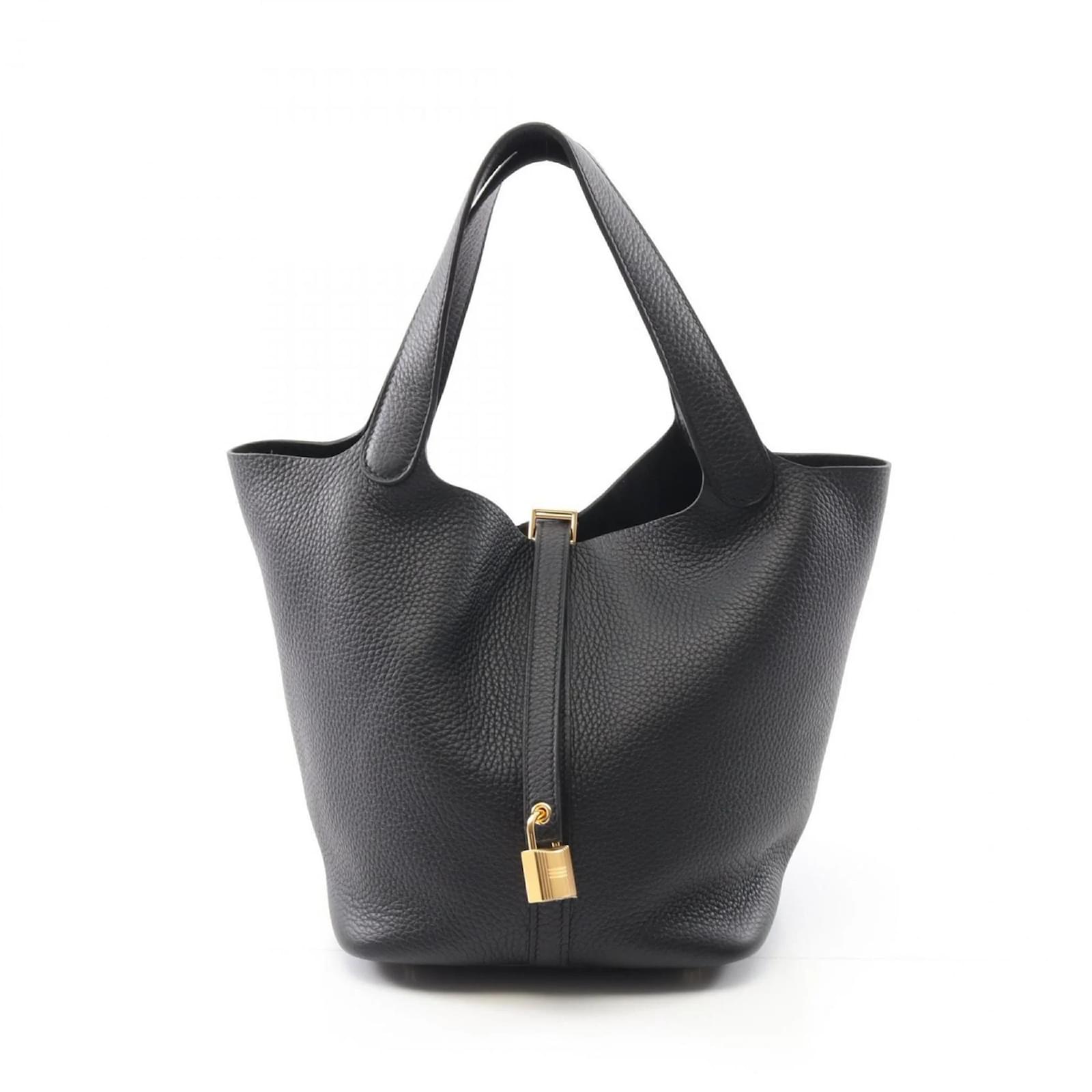 Hermès Hermes Picotin Lock MM Handbag Black Leather  ref.2322301