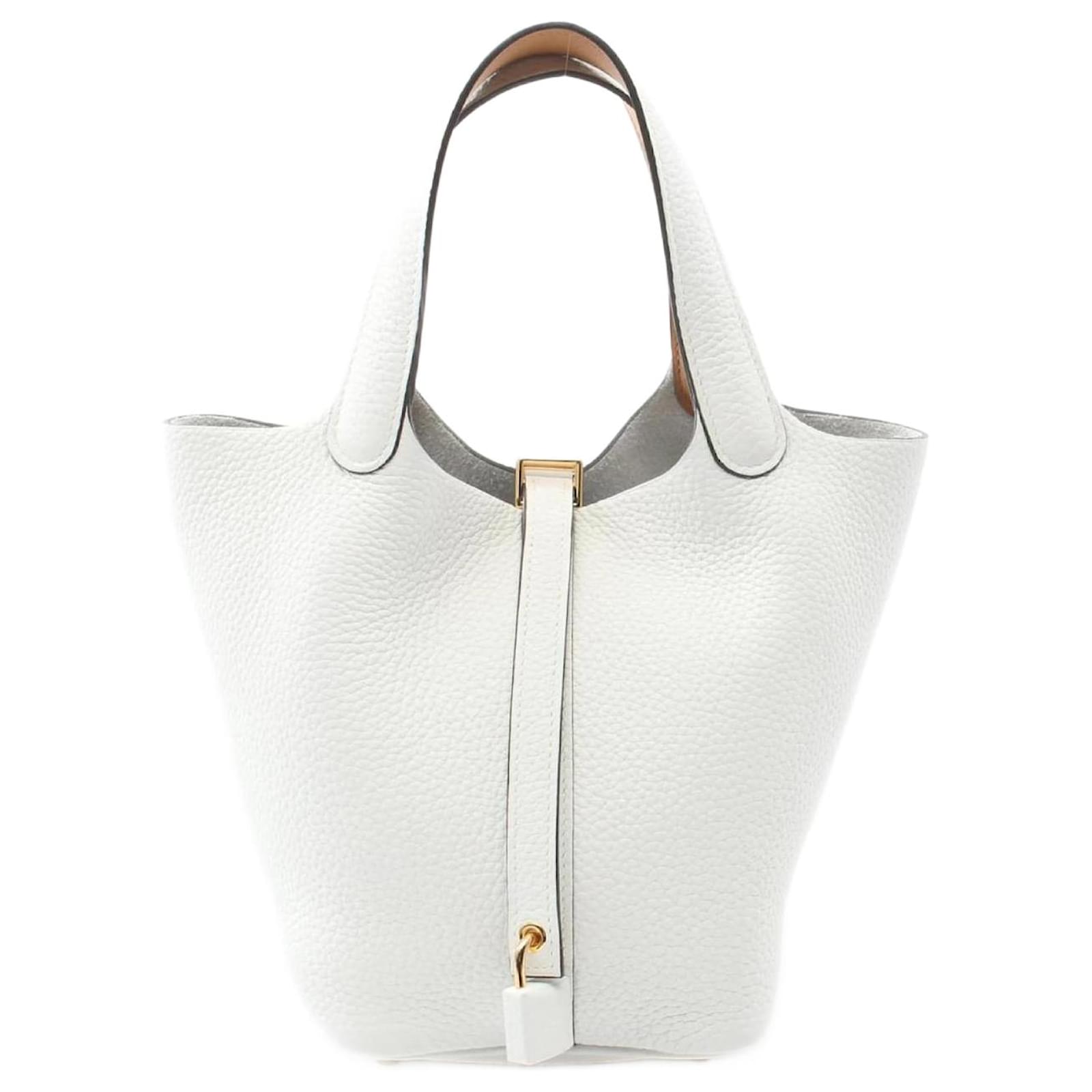 Hermès Hermes Picotin Lock PM Eclat Handbag White Leather  ref.2322289