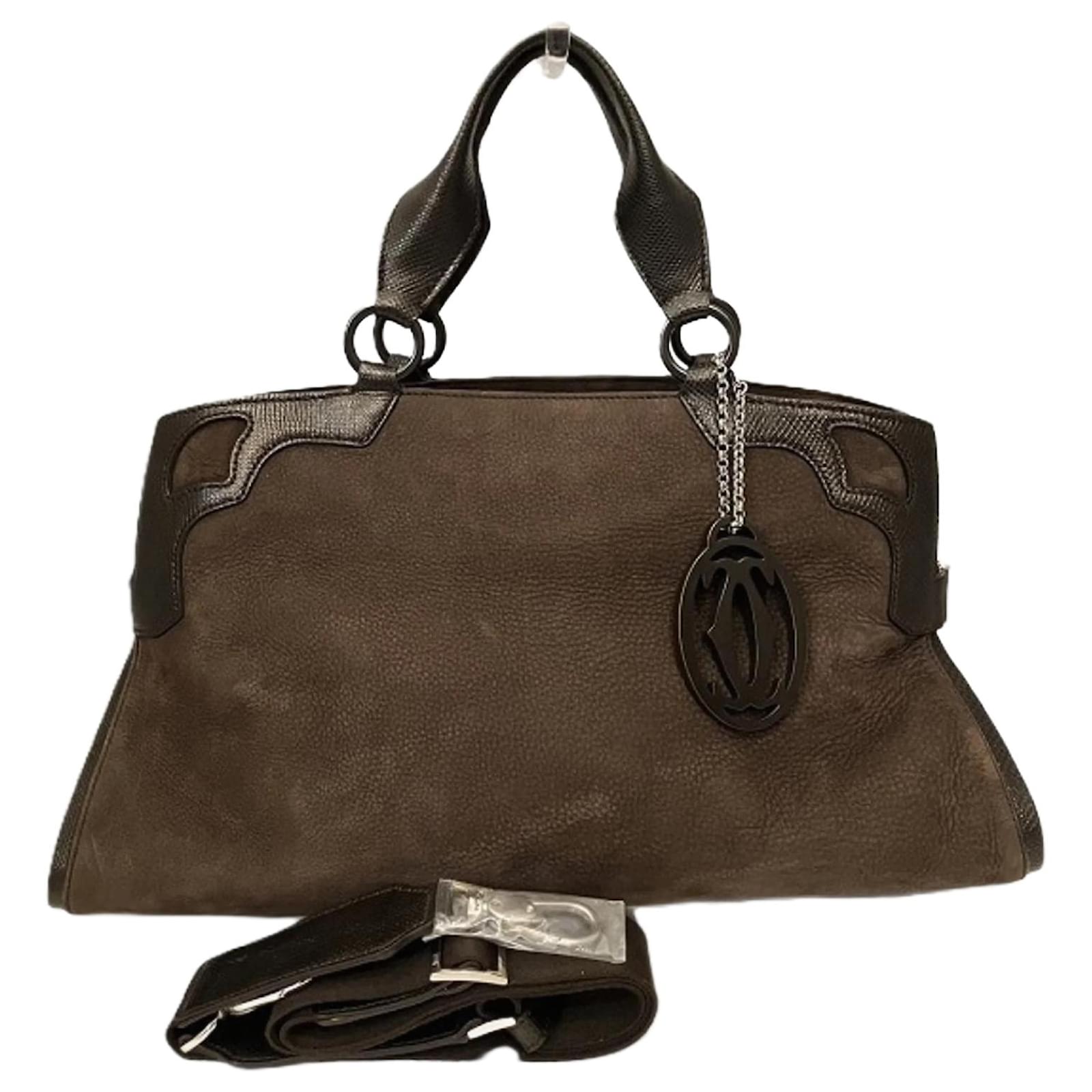 Cartier Marcello Dark Brown Suede Handbag  ref.2322288