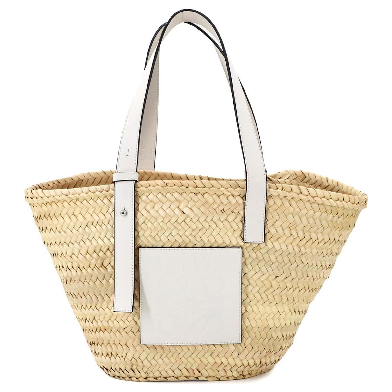 Loewe Basket Tote Bag in Raffia and Leather  ref.2322256