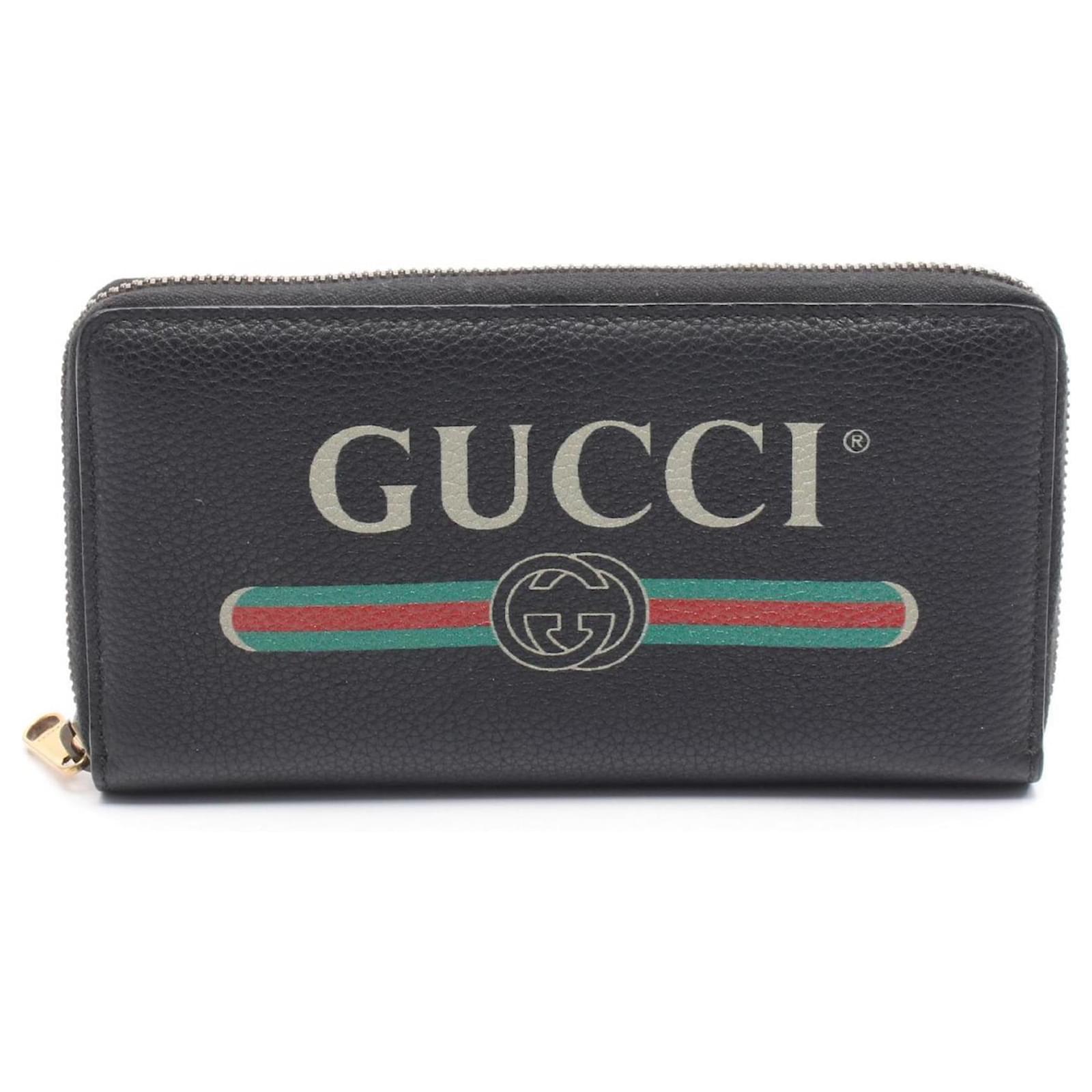Gucci Print Zip Around Long Leather Wallet Black  ref.2322221