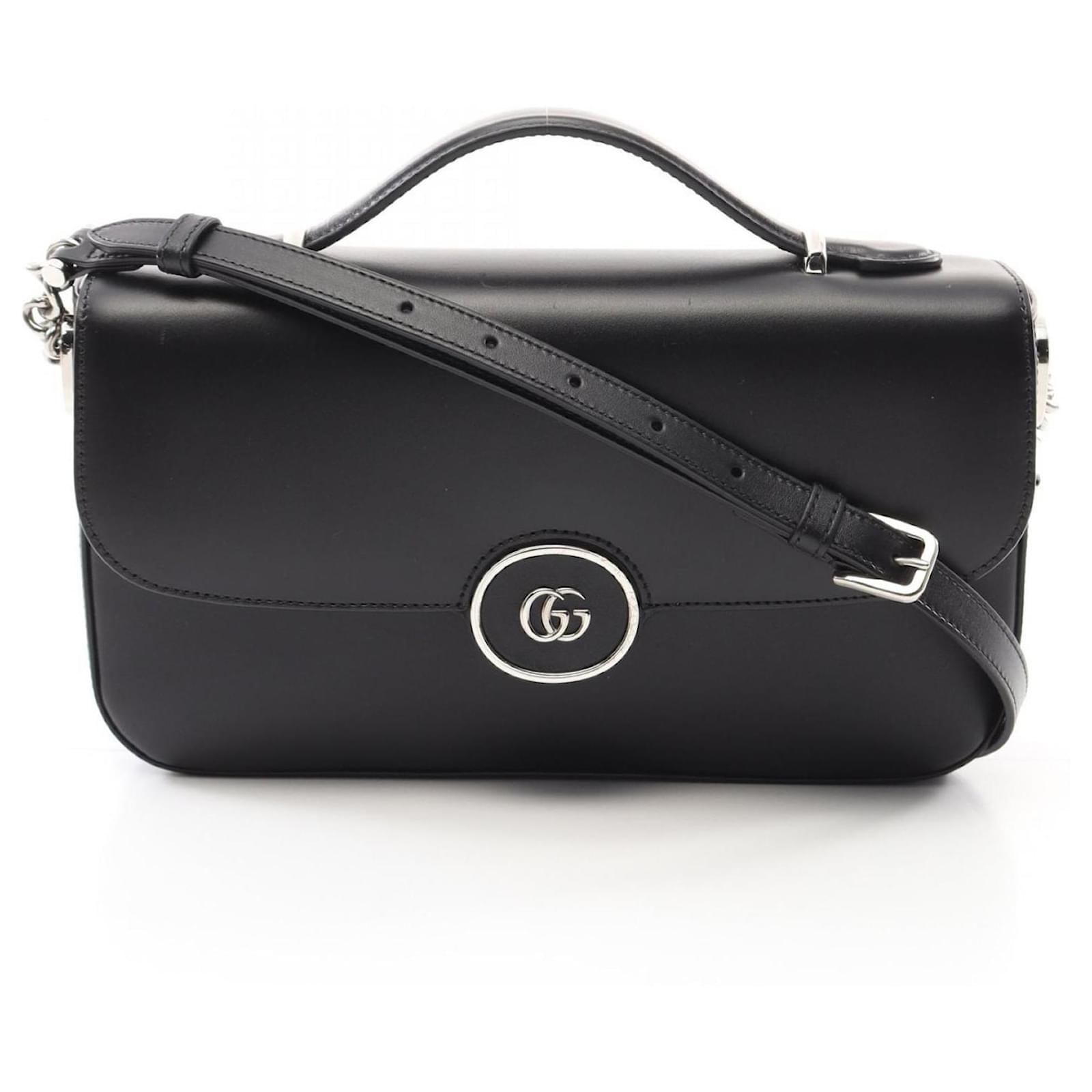 Gucci Double G Shoulder Bag Black Leather  ref.2322220
