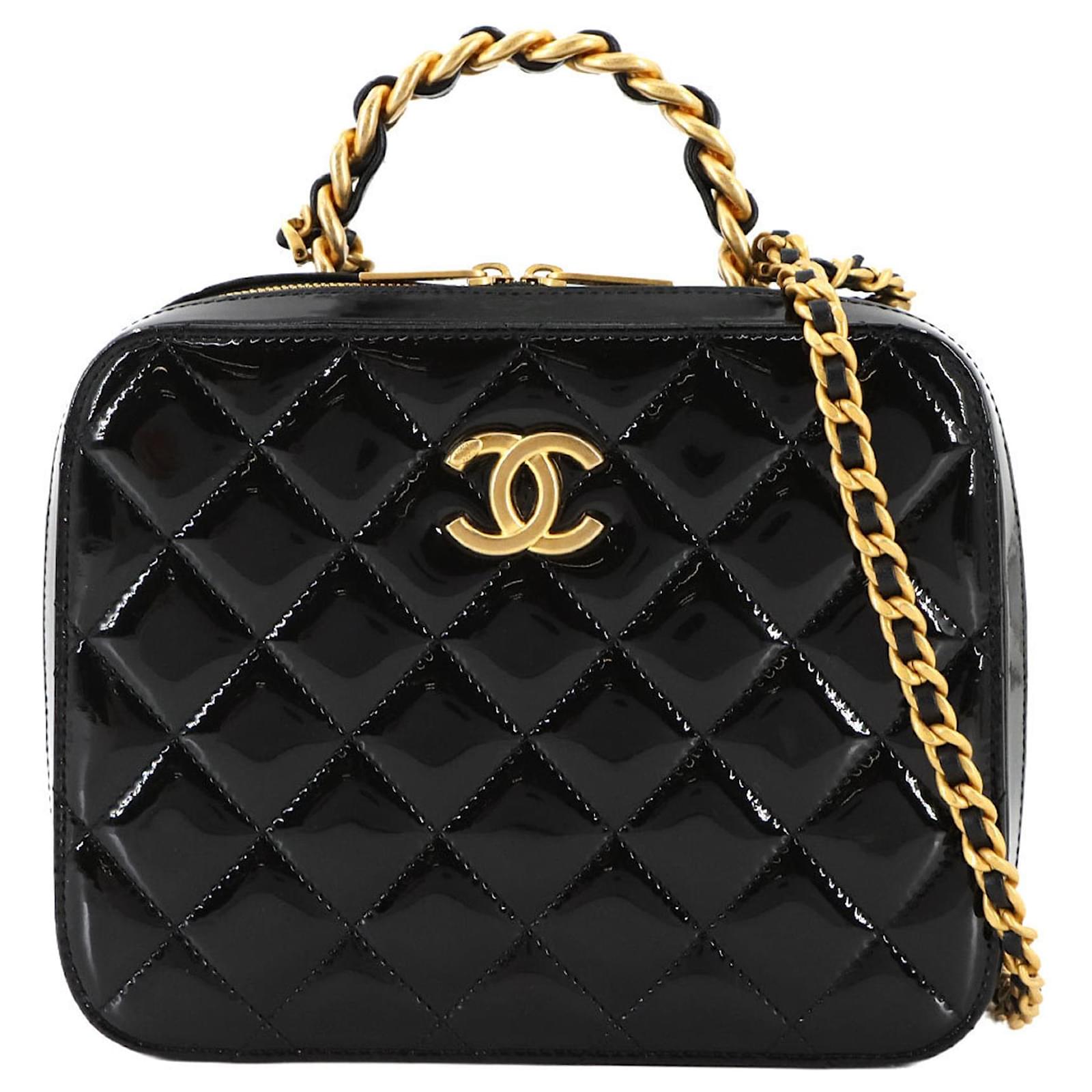 Chanel Matelasse Vanity Handbag Black Leather  ref.2322214