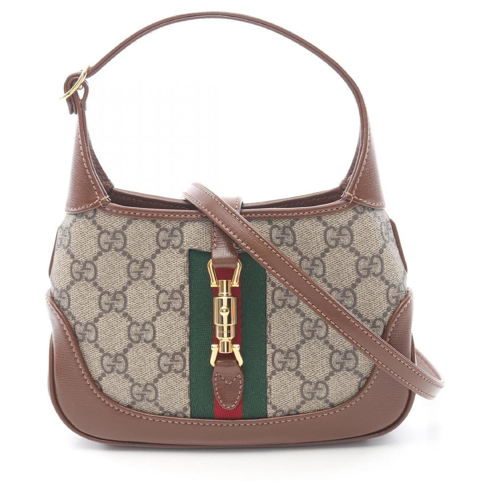 Gucci Jackie 1961 GG Supreme Handbag Brown Beige Leather Cloth  ref.2322204