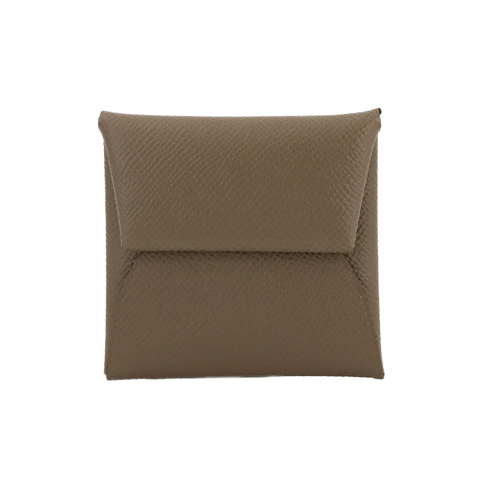 Hermès Hermes Bastia Coin Purse in Etoupe Gray Taupe Leather  ref.2322182