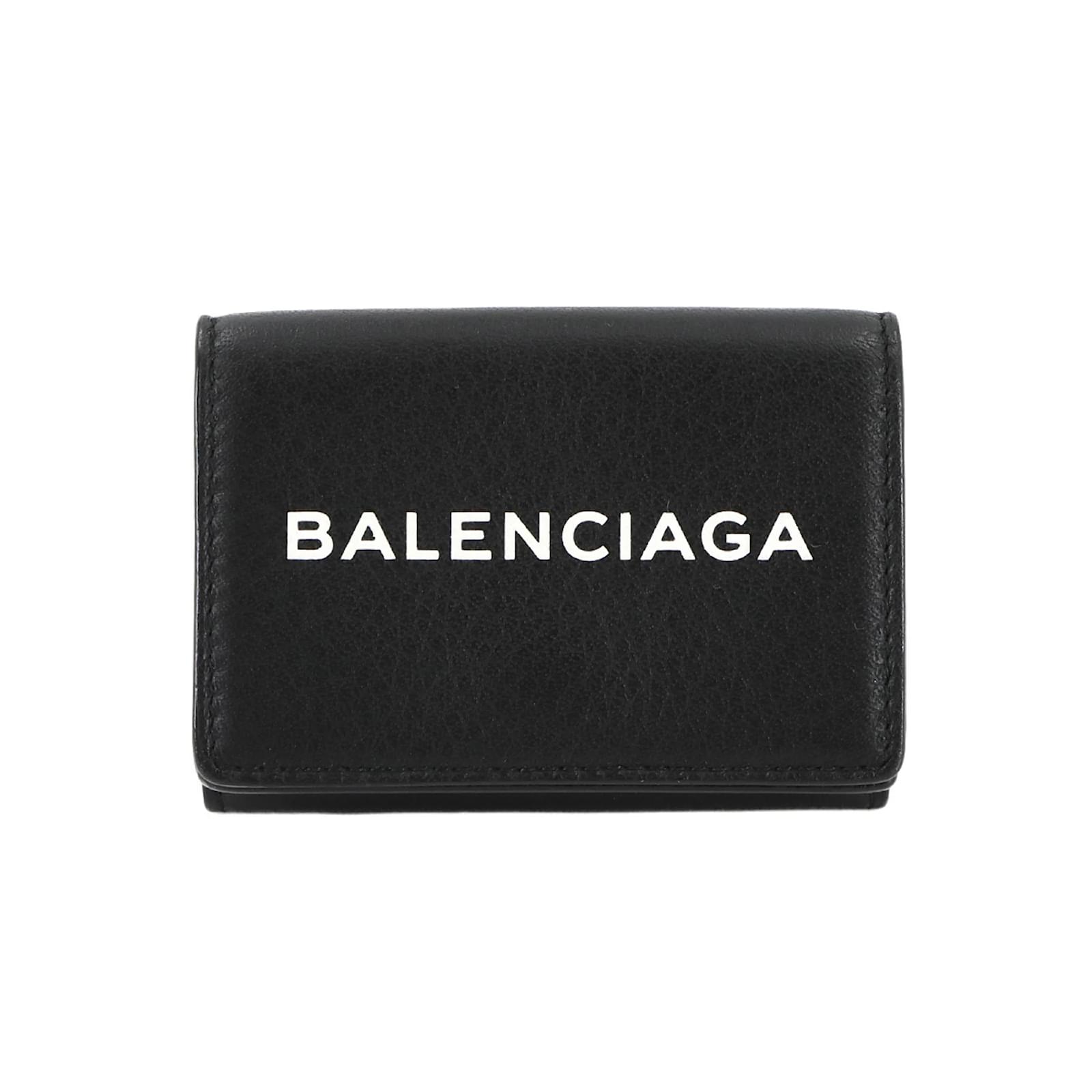 Balenciaga Everyday Tri-fold Wallet Black White Leather  ref.2322164
