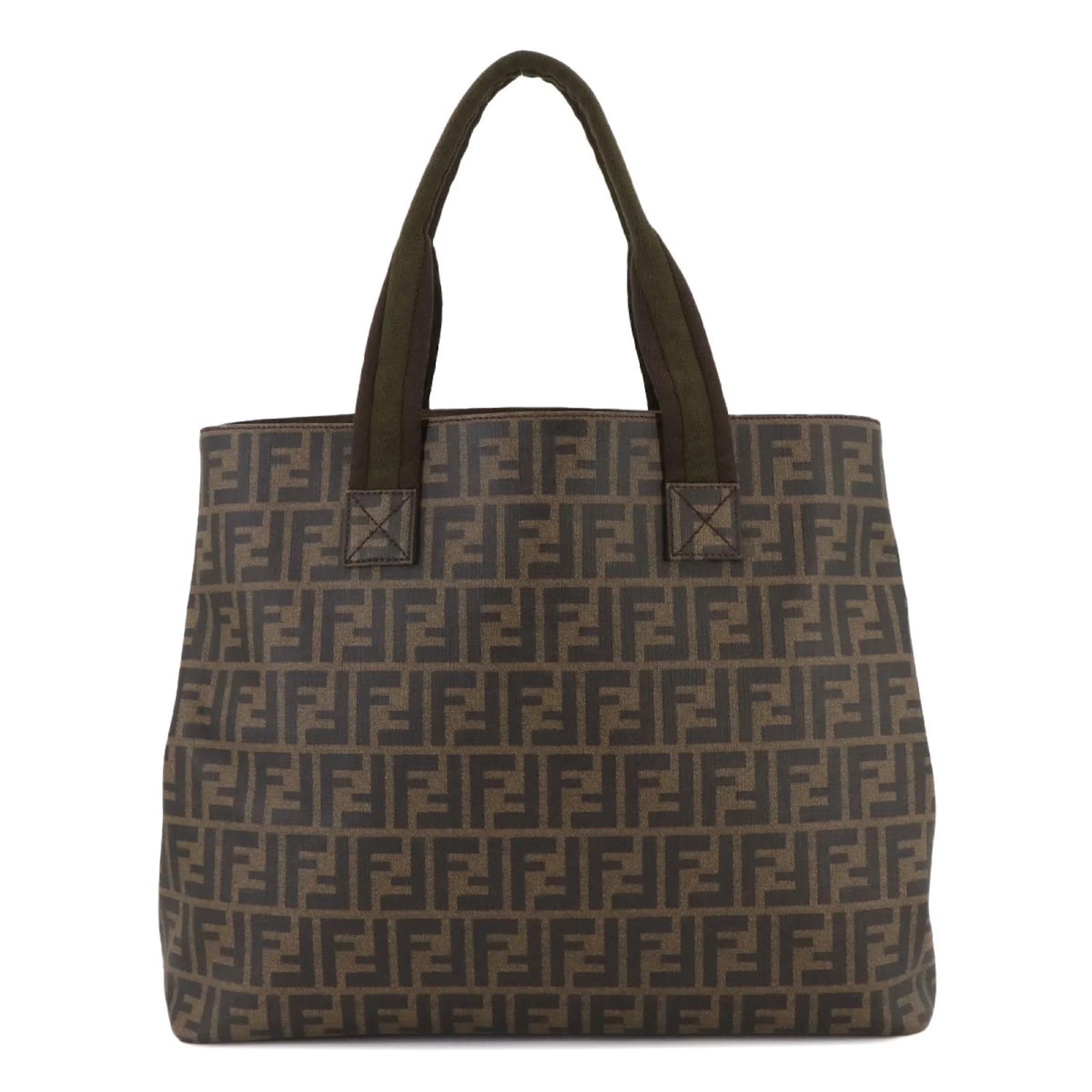 Fendi Zucca Tote Bag Brown Black Cloth Plastic  ref.2322133