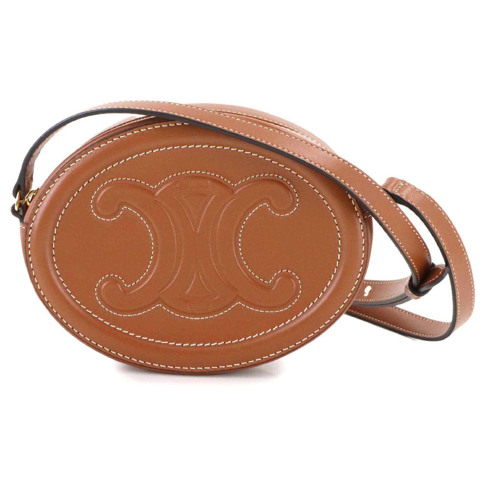 Céline Celine Oval Purse Cuir Triomphe Shoulder Bag Brown Leather  ref.2321930
