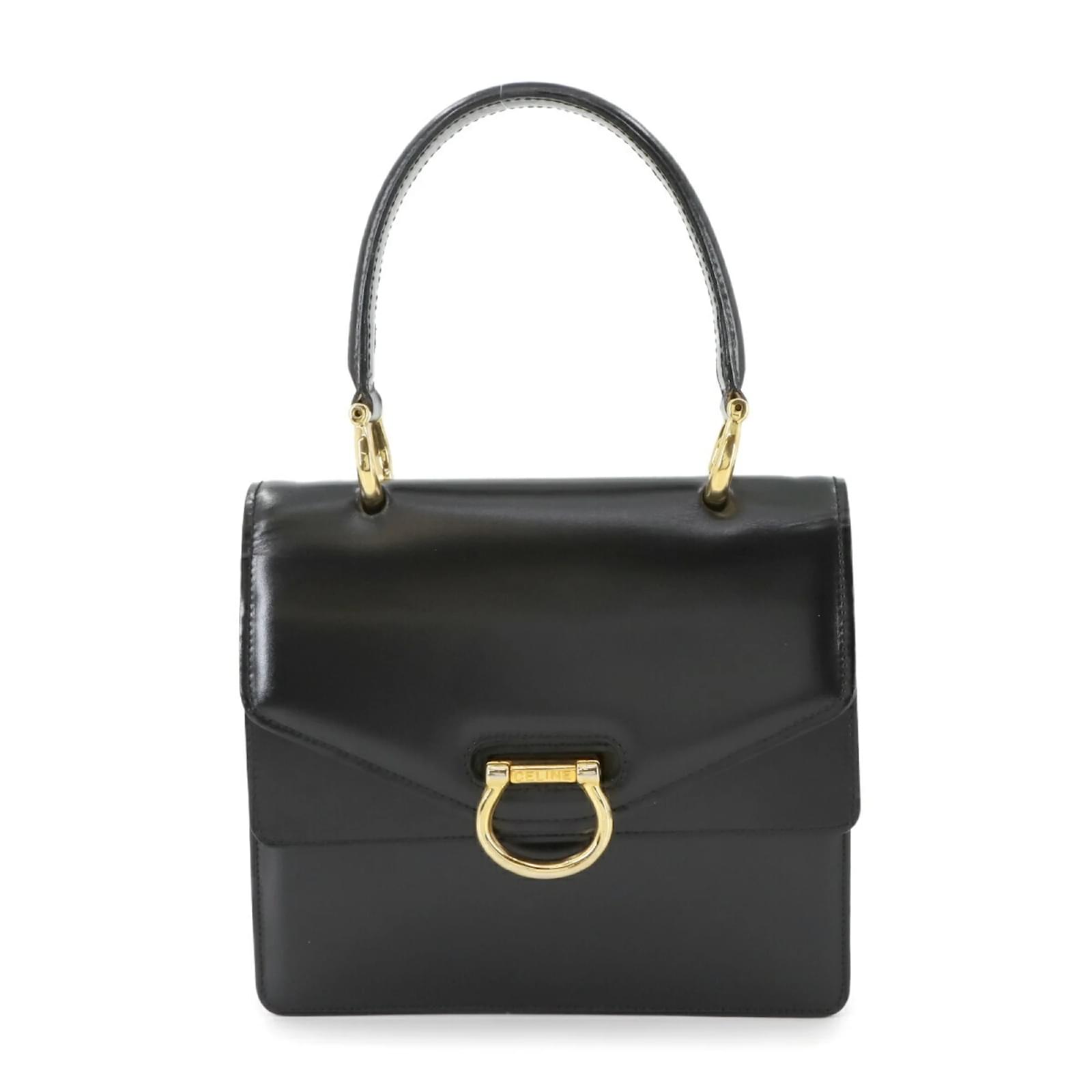 Céline Celine Gancini Handbag in Black Leather  ref.2321910