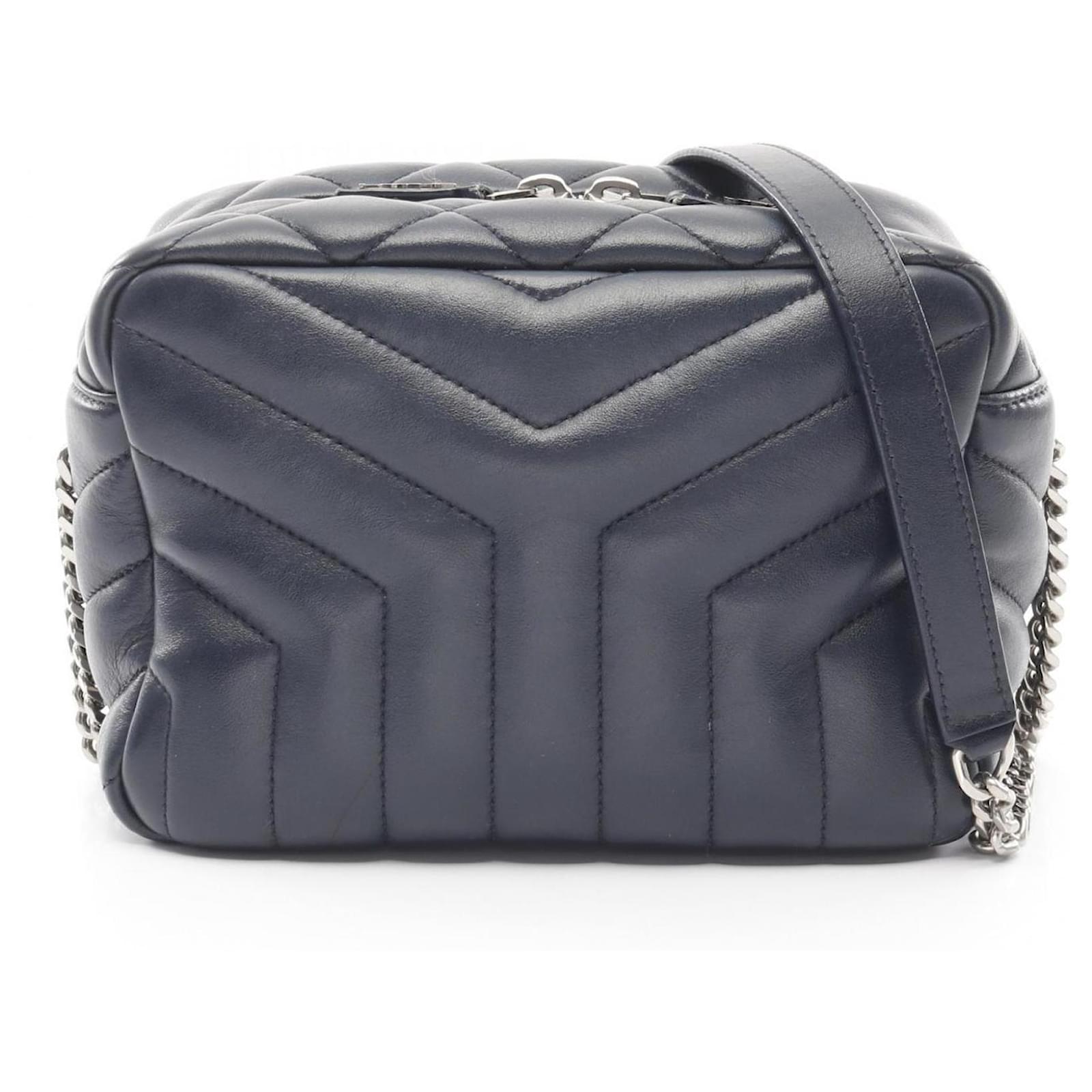 Saint Laurent Lulu Bowling Shoulder Bag Navy blue Leather  ref.2321842