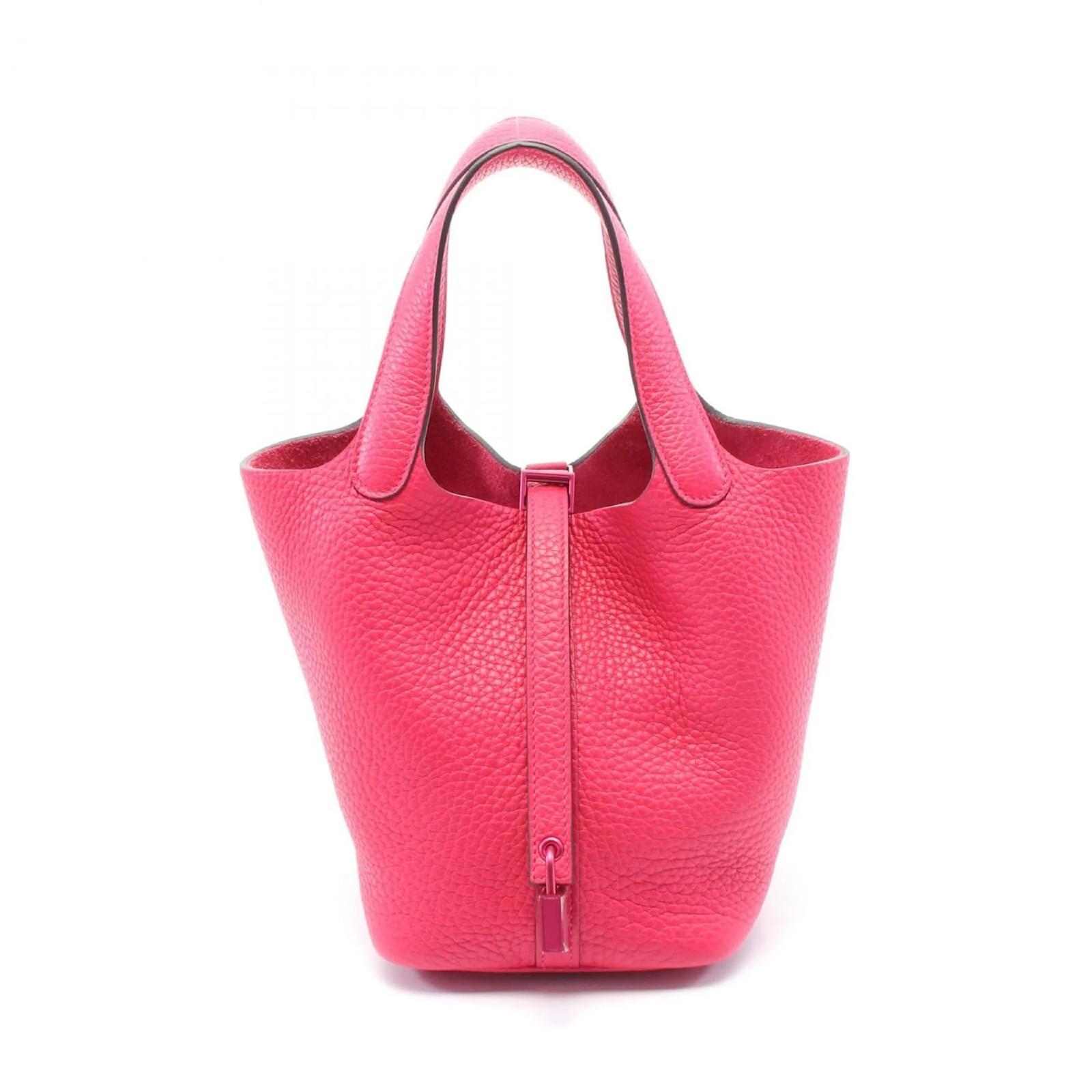 Hermès Hermes Picotin Lock Monochrome PM Handbag Pink Leather  ref.2321749