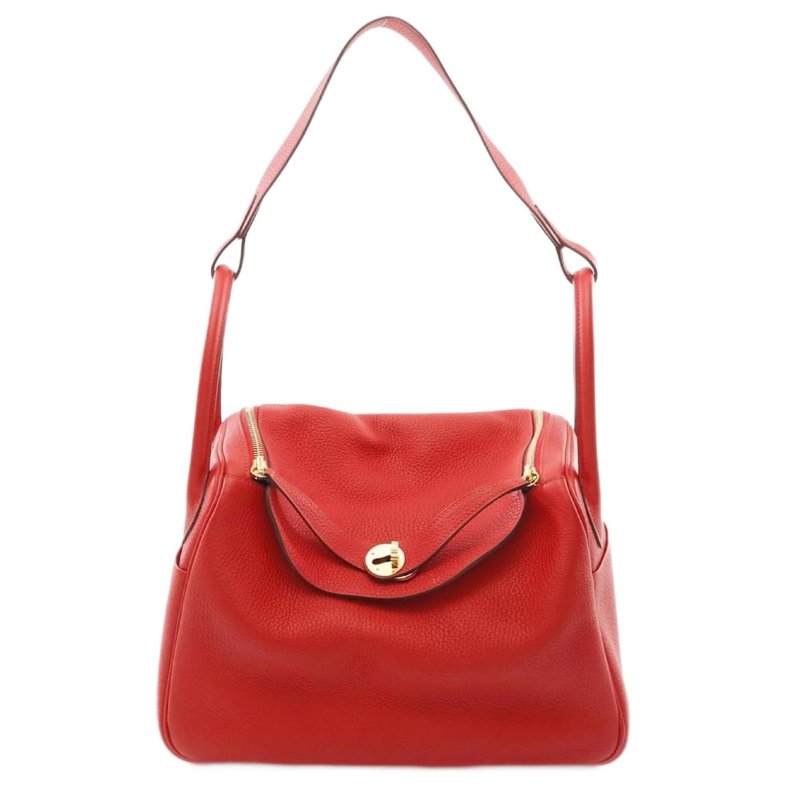Hermès Hermes Lindy 30 Shoulder Bag Red Leather  ref.2321716