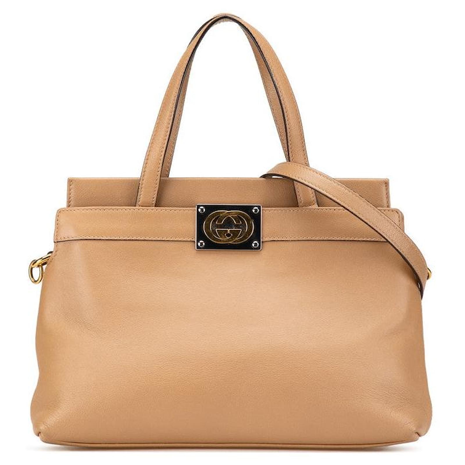 Gucci Leather Interlocking G 2way Bag 631663 Beige  ref.2321563
