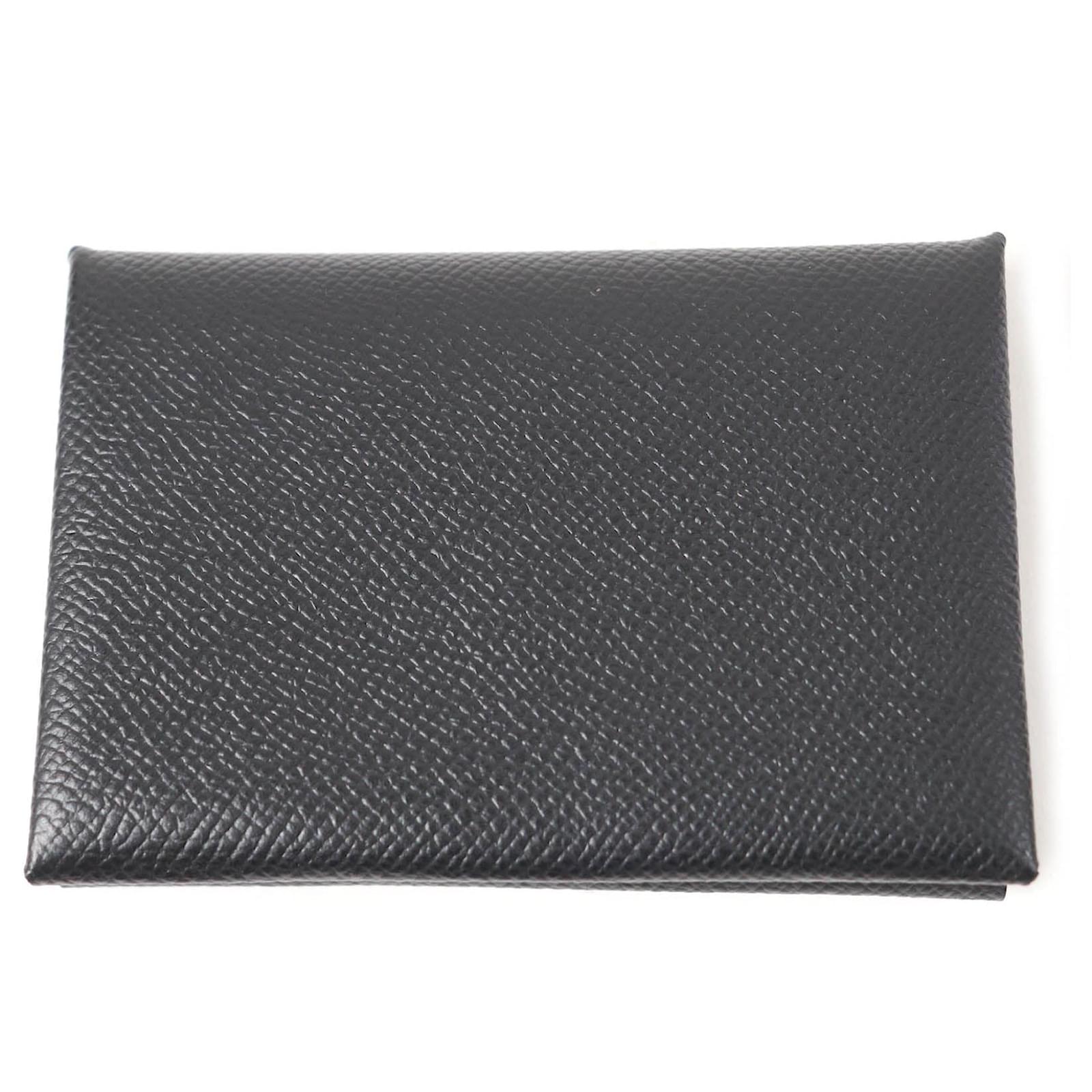 Hermès HERMES Calvi Duo Epsom Coin Case Black Leather  ref.2321524