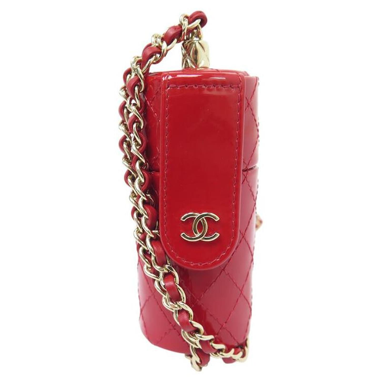 NEW CHANEL BAG AP1572 RED LEATHER LIPSTICK CASE WITH STRAP Patent leather  ref.2090789