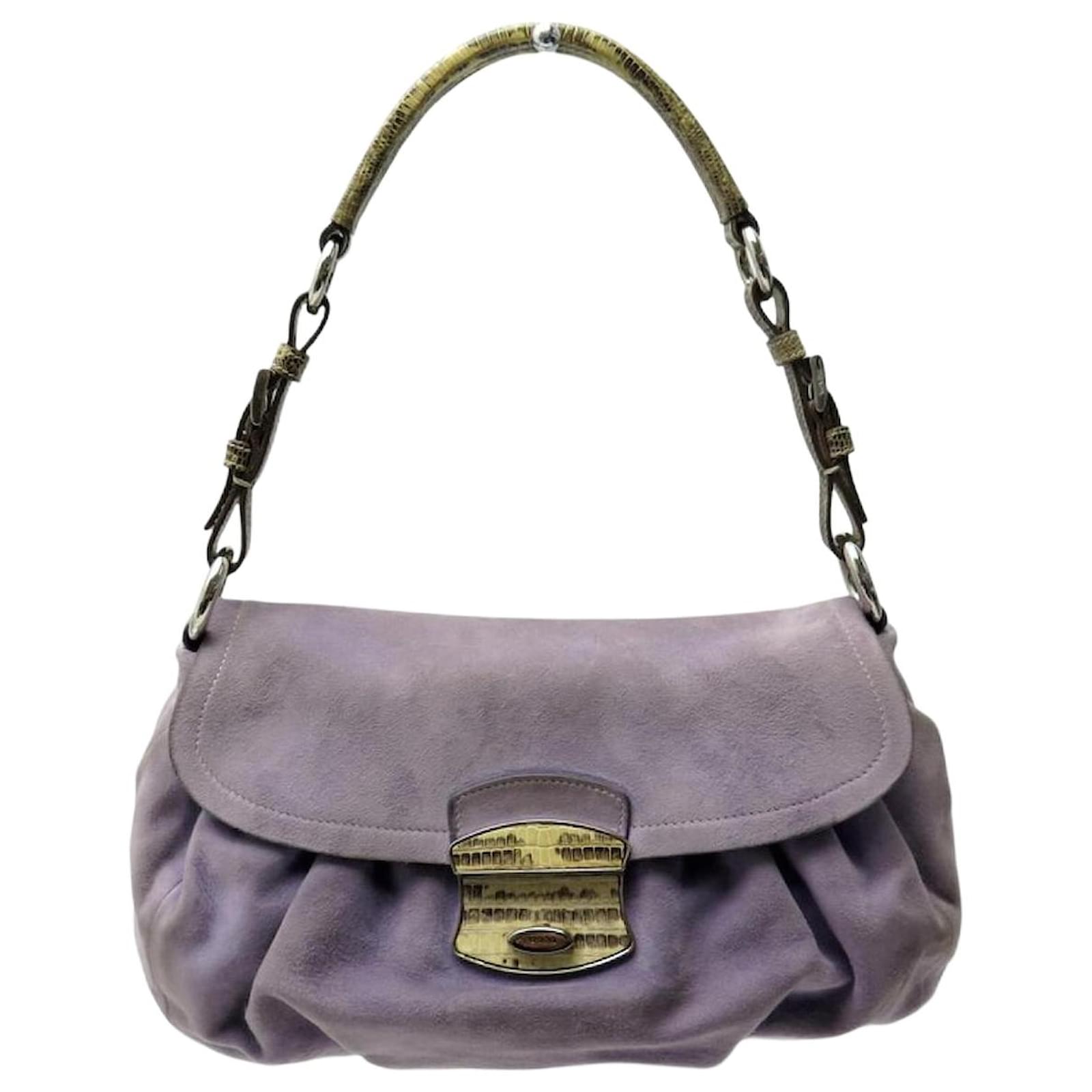 VINTAGE PRADA BR2759 SHOULDER BAG LILA SUEDE AND PYTHON 2004 BAG Lavender Leather  ref.2140896