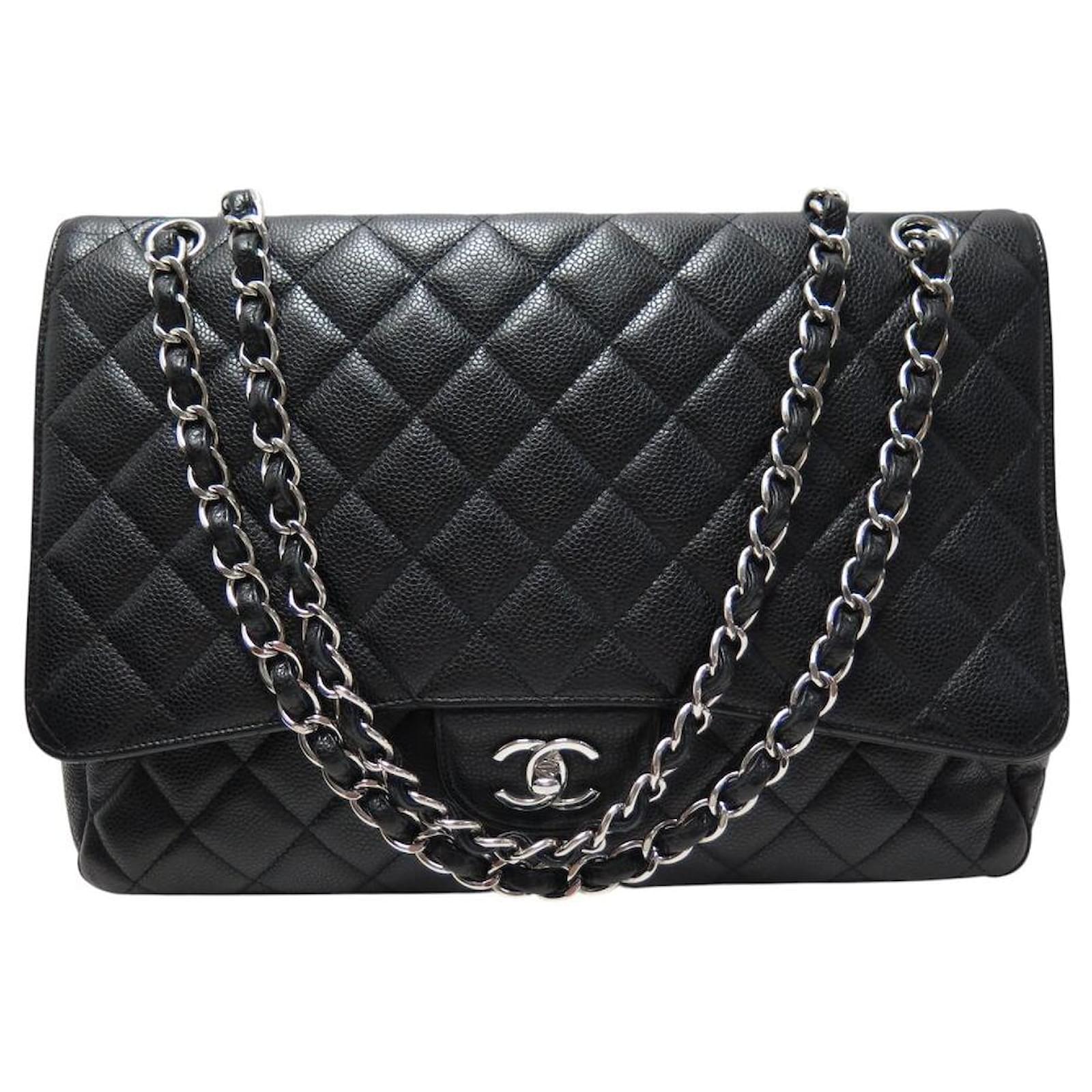 CHANEL CLASSIC TIMELESS MAXI JUMBO HANDBAG A47600 BLACK CAVIAR LEATHER  ref.2242412