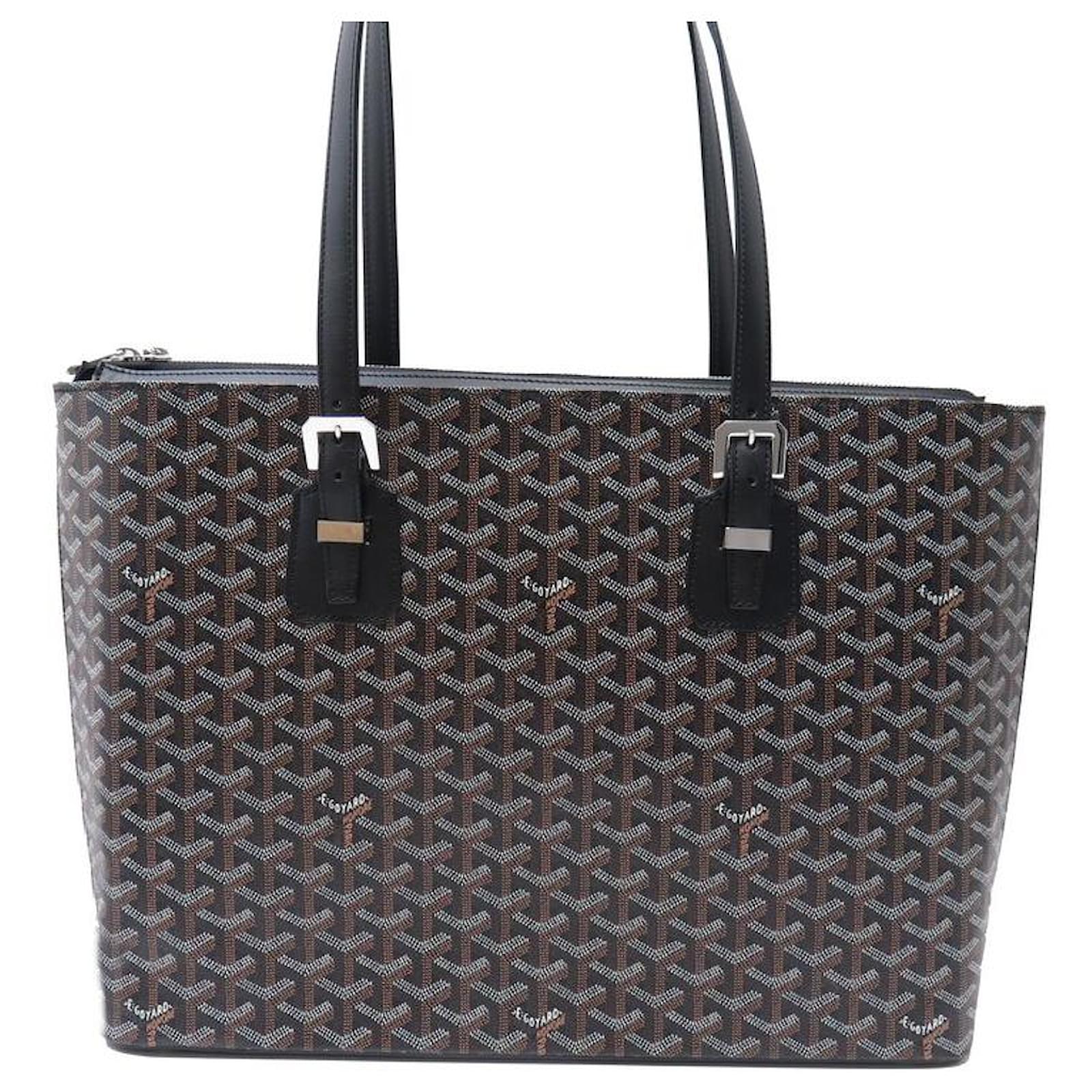 NINE GOYARD MARIE GALANTE GM TOILE GOYARDINE CANVAS HAND BAG PURSE Black Cloth  ref.2146101