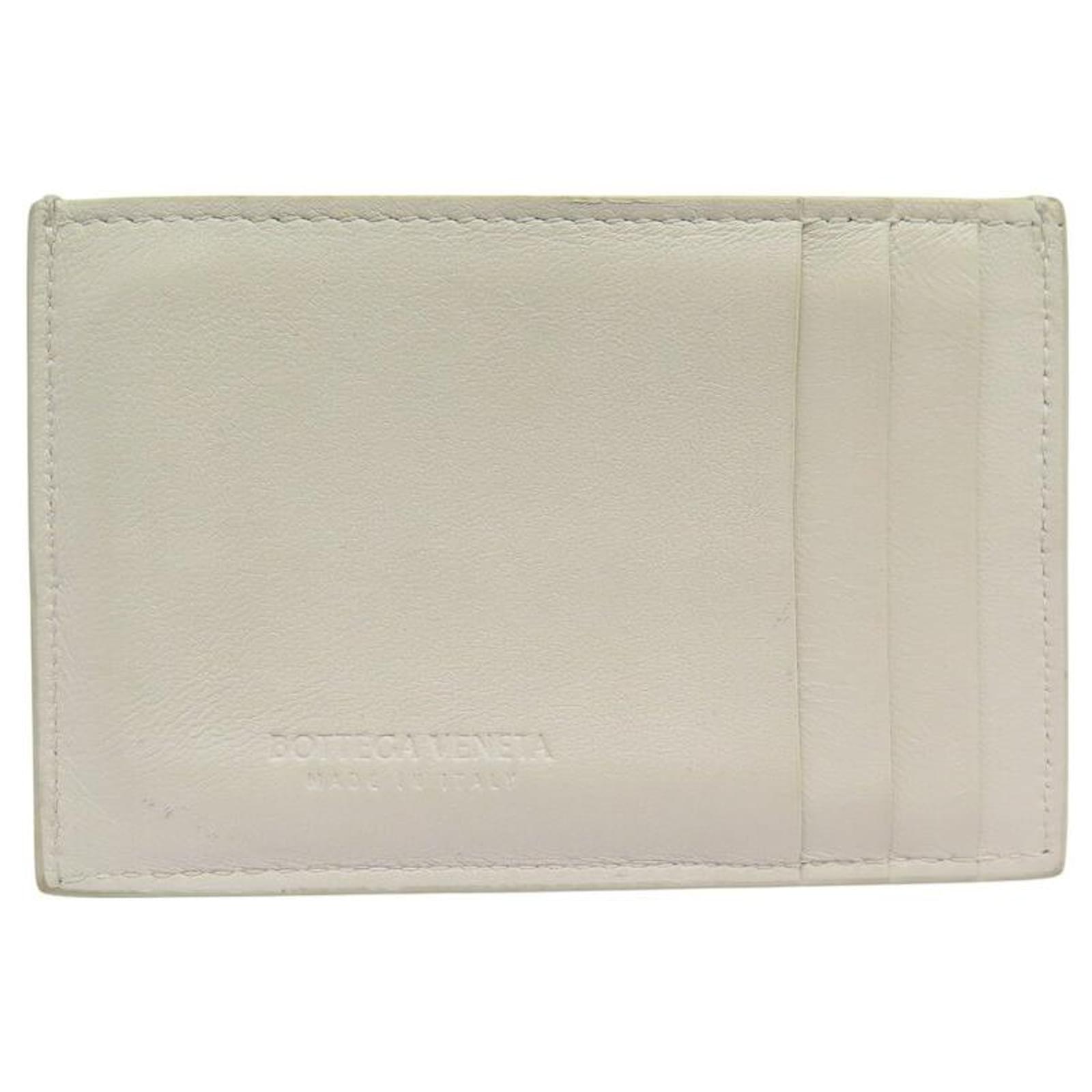 Bottega Veneta 651401 Intreccio Leather Card Holder Cream  ref.2251031