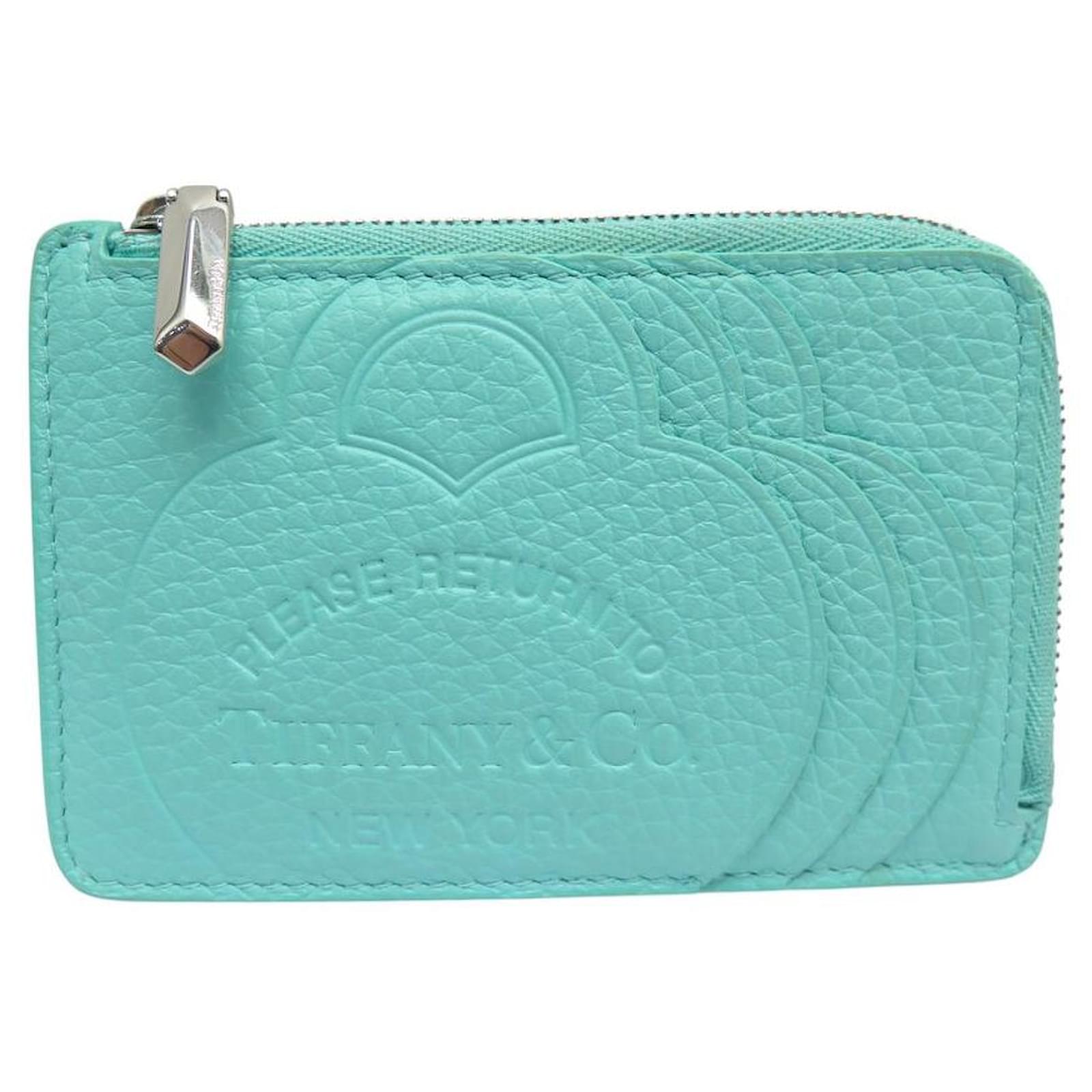 Tiffany & Co NINE COIN CARD HOLDERS RETURN TO TURQUOISE GRAINED LEATHER CARD HOLDER  ref.2192319