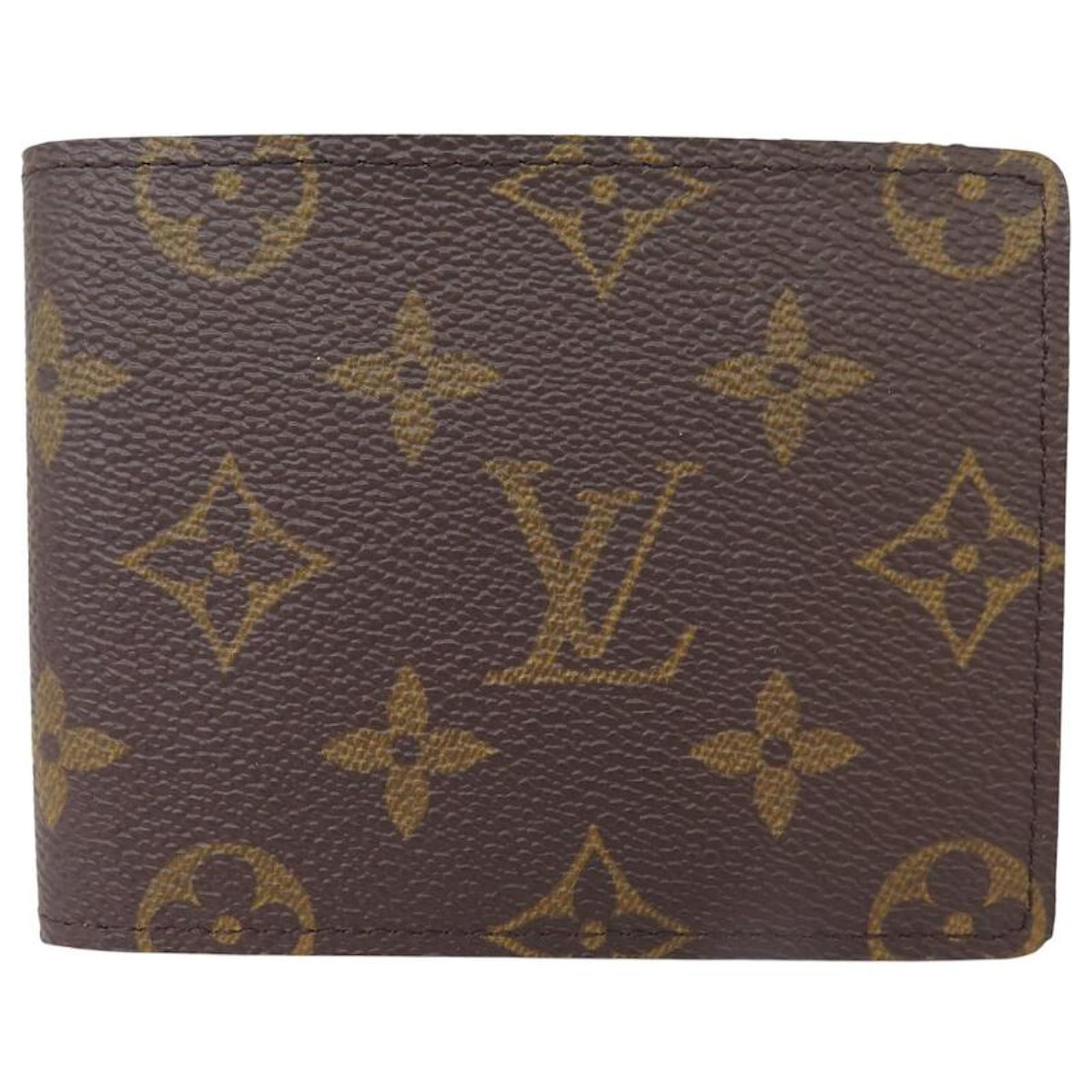 LOUIS VUITTON MONOGRAM CANVAS WALLET CARD HOLDER Brown Cloth  ref.2242426