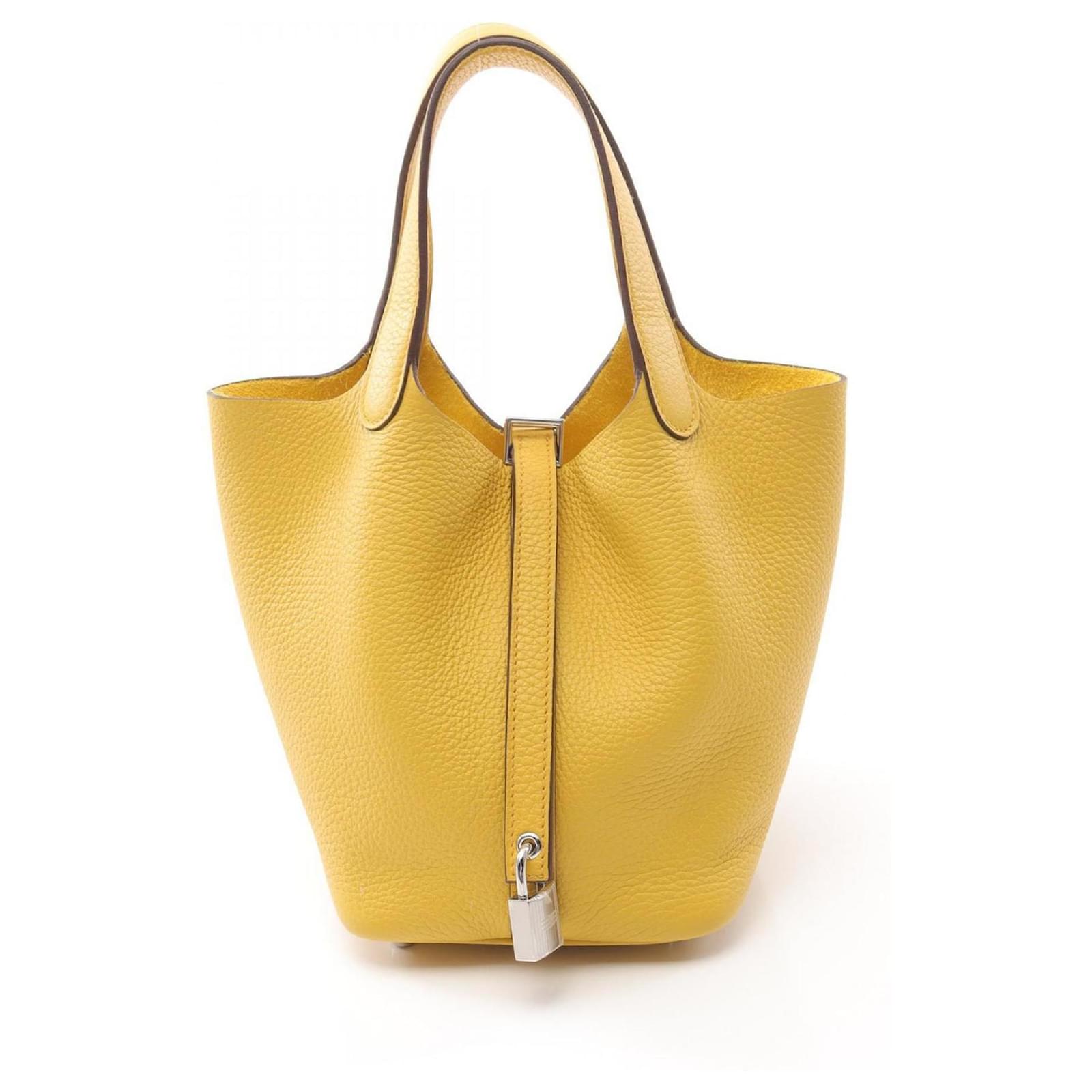 Hermès Hermes Picotin Lock PM Handbag Yellow Leather  ref.2321310