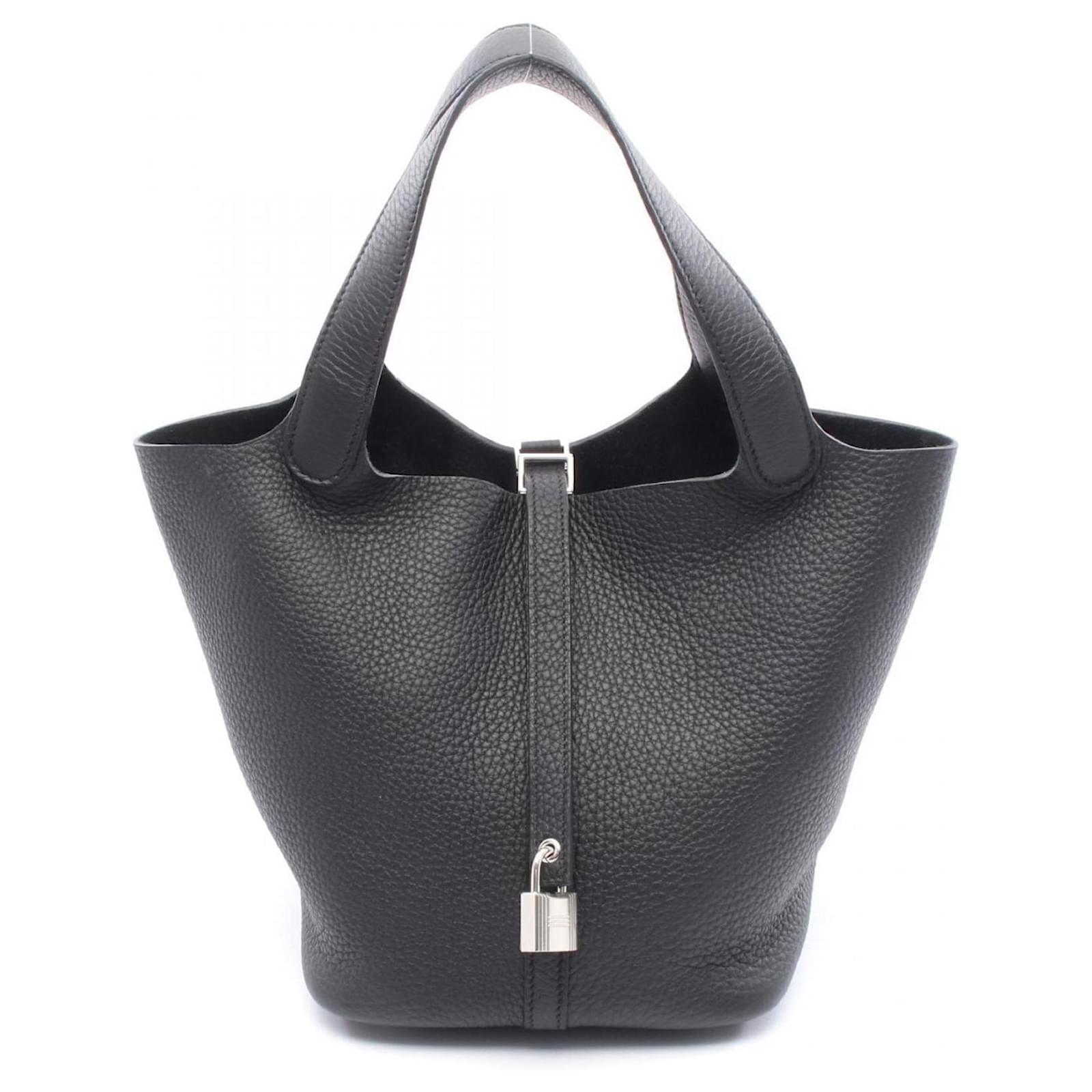 Hermès Hermes Picotin Lock MM Handbag Black Leather  ref.2321302