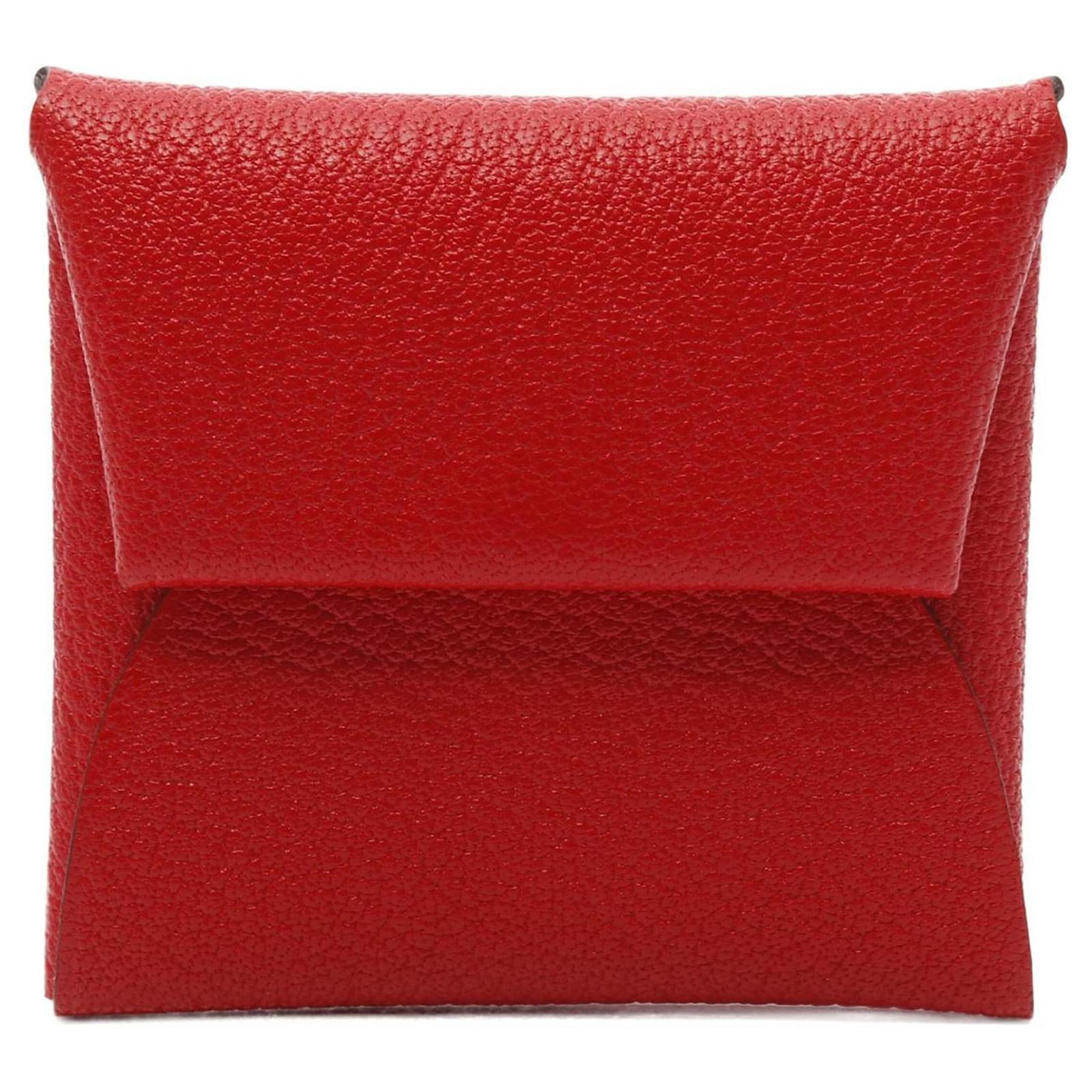 Hermès Hermes Bastia Verso Coin Case in Red Leather Diamond  ref.2321288