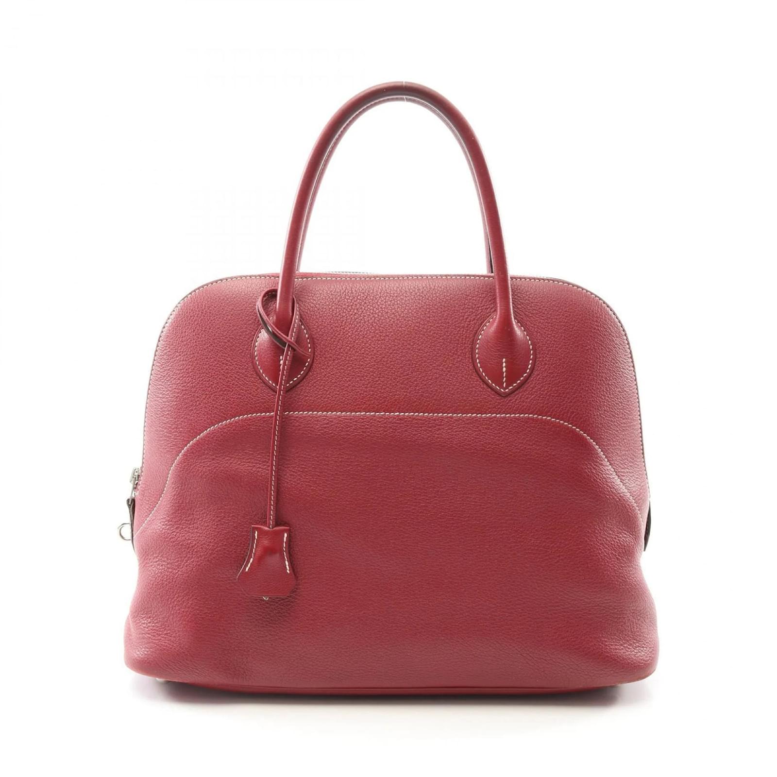 Hermès Hermes Bolide Relax 35 Handbag in Bordeaux Dark red Leather  ref.2321187