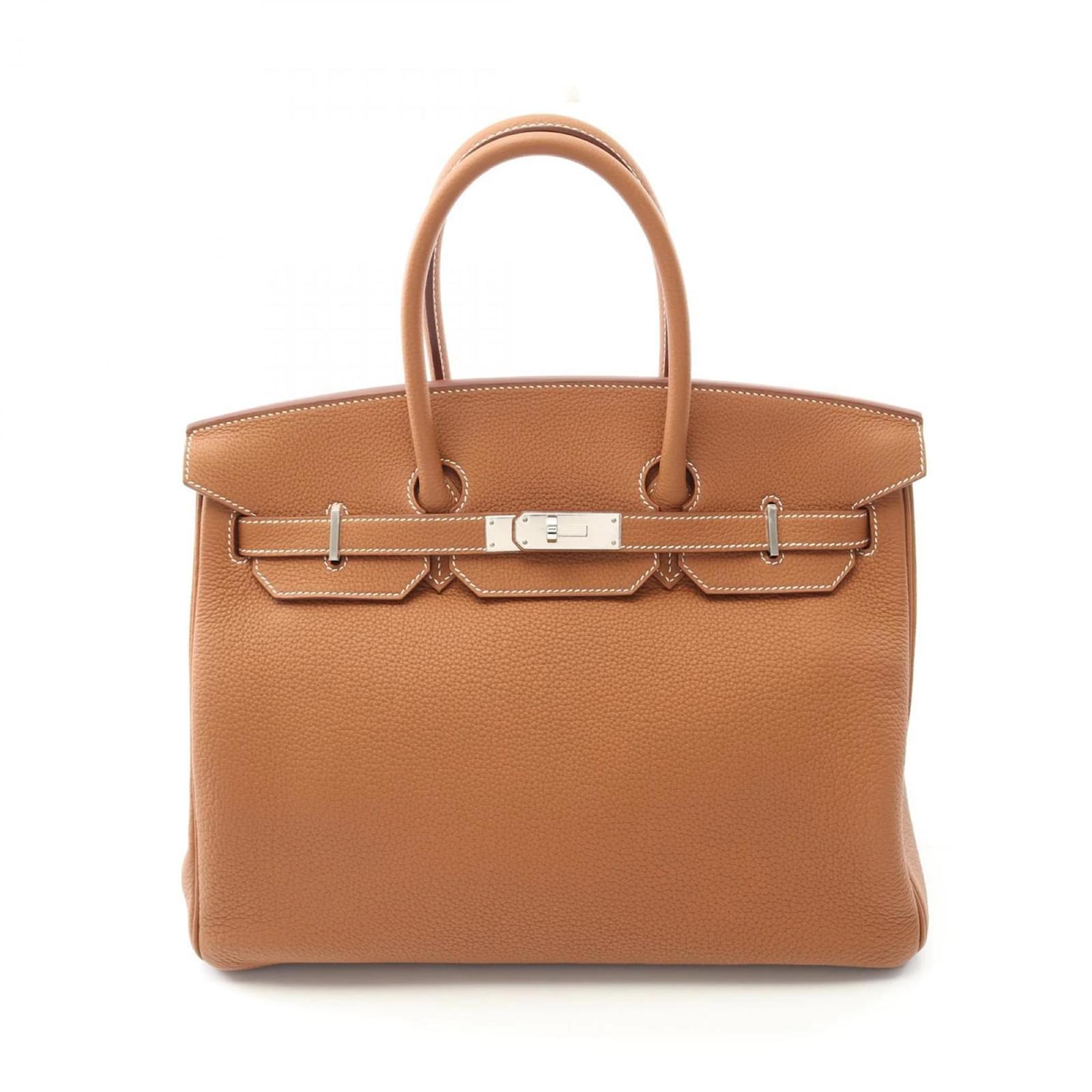 Hermès Hermes Birkin 35 Gold Handbag Brown Leather  ref.2321176