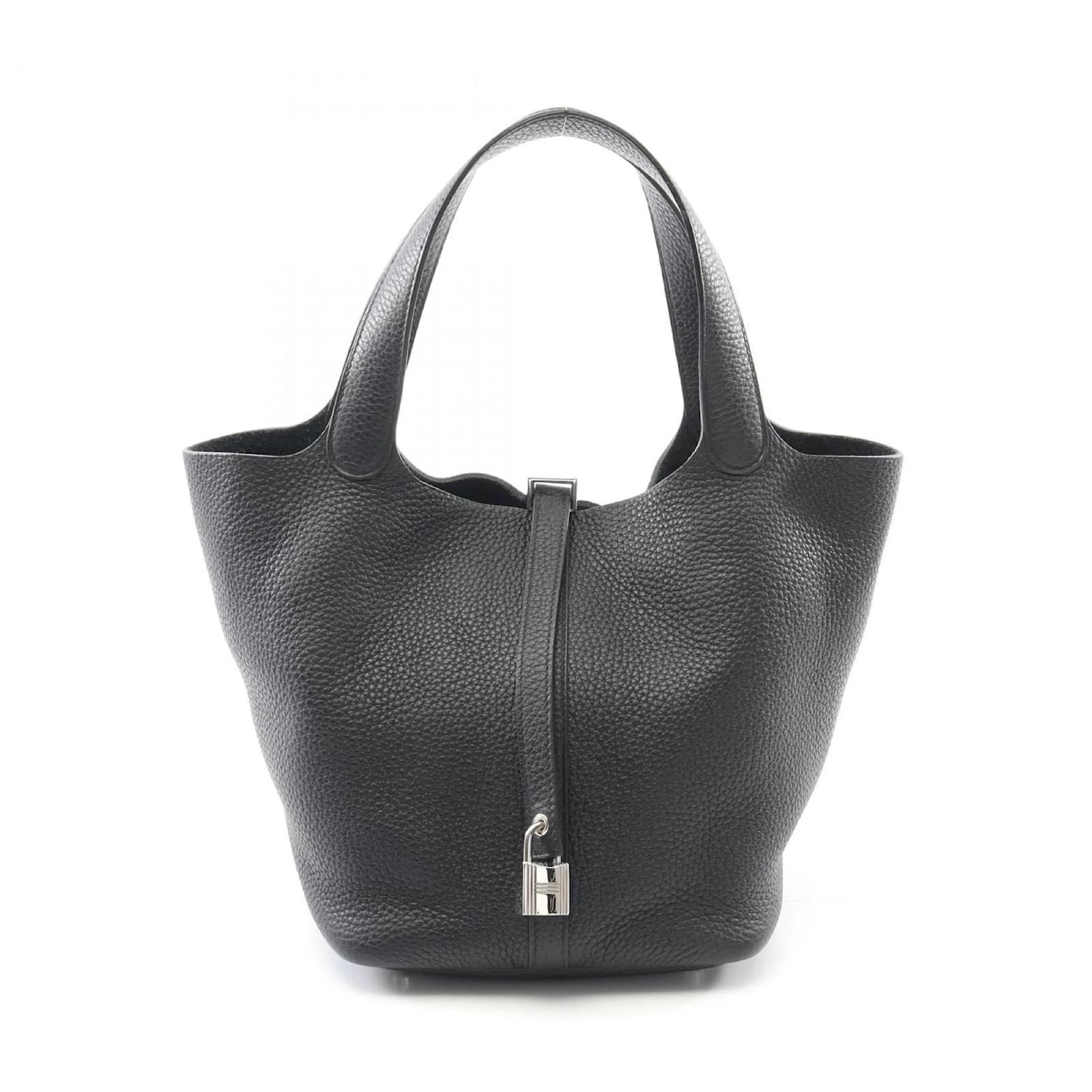 Hermès Hermes Picotin Lock MM Handbag Black Leather  ref.2321172