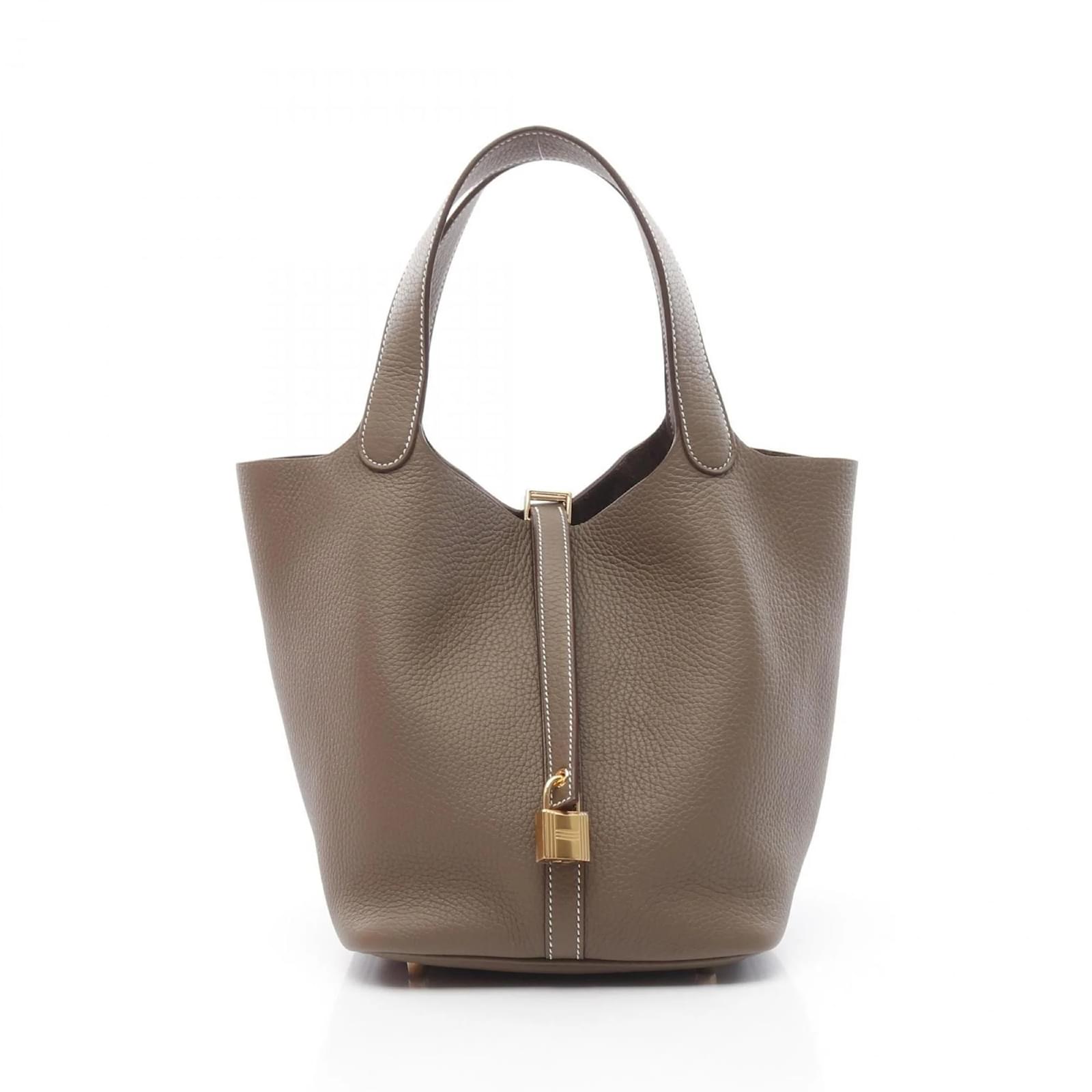 Hermès Hermes Picotin MM Handbag Brown Taupe Leather  ref.2321161