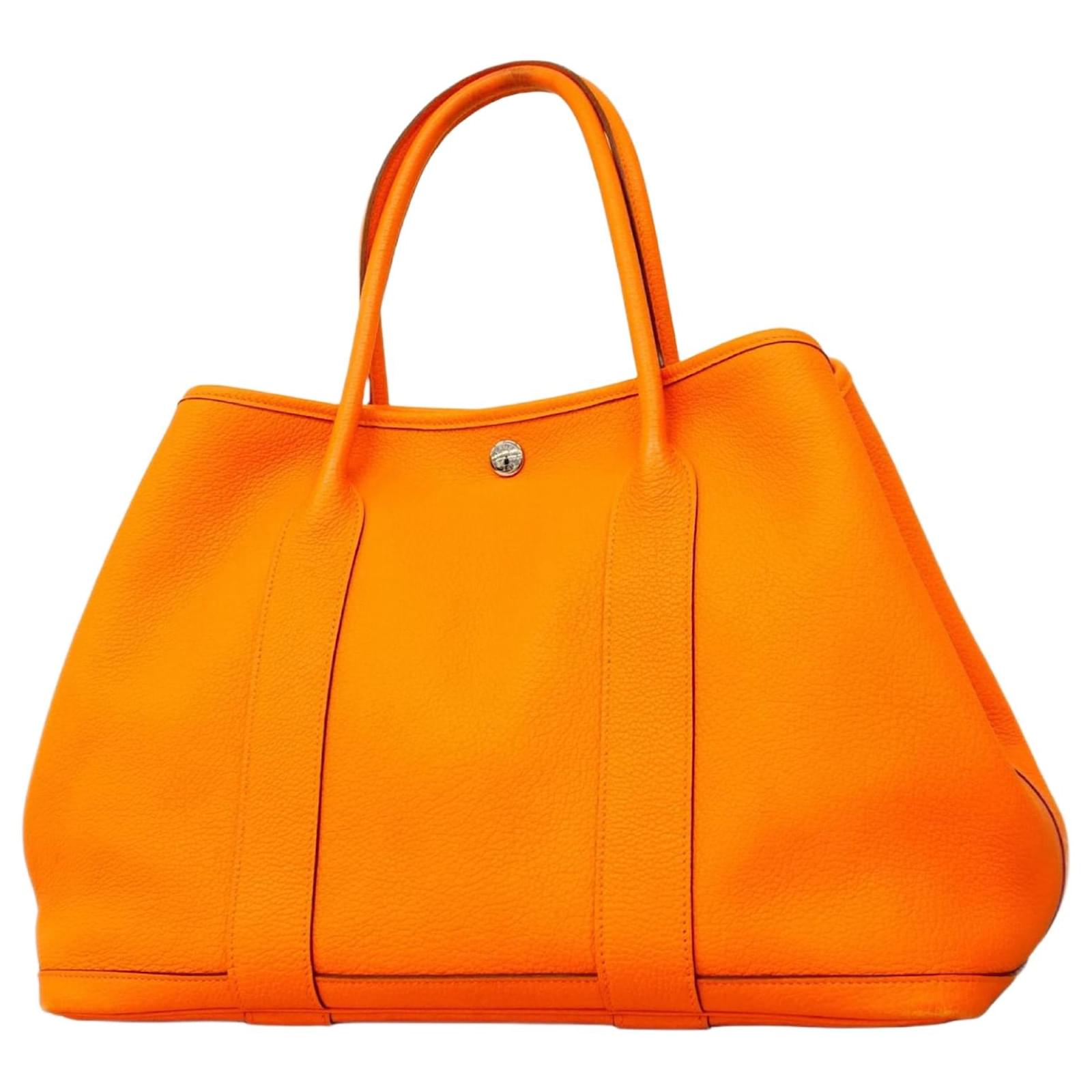 Hermès Hermes Tote Bag Garden PM in Orange Leather  ref.2321121