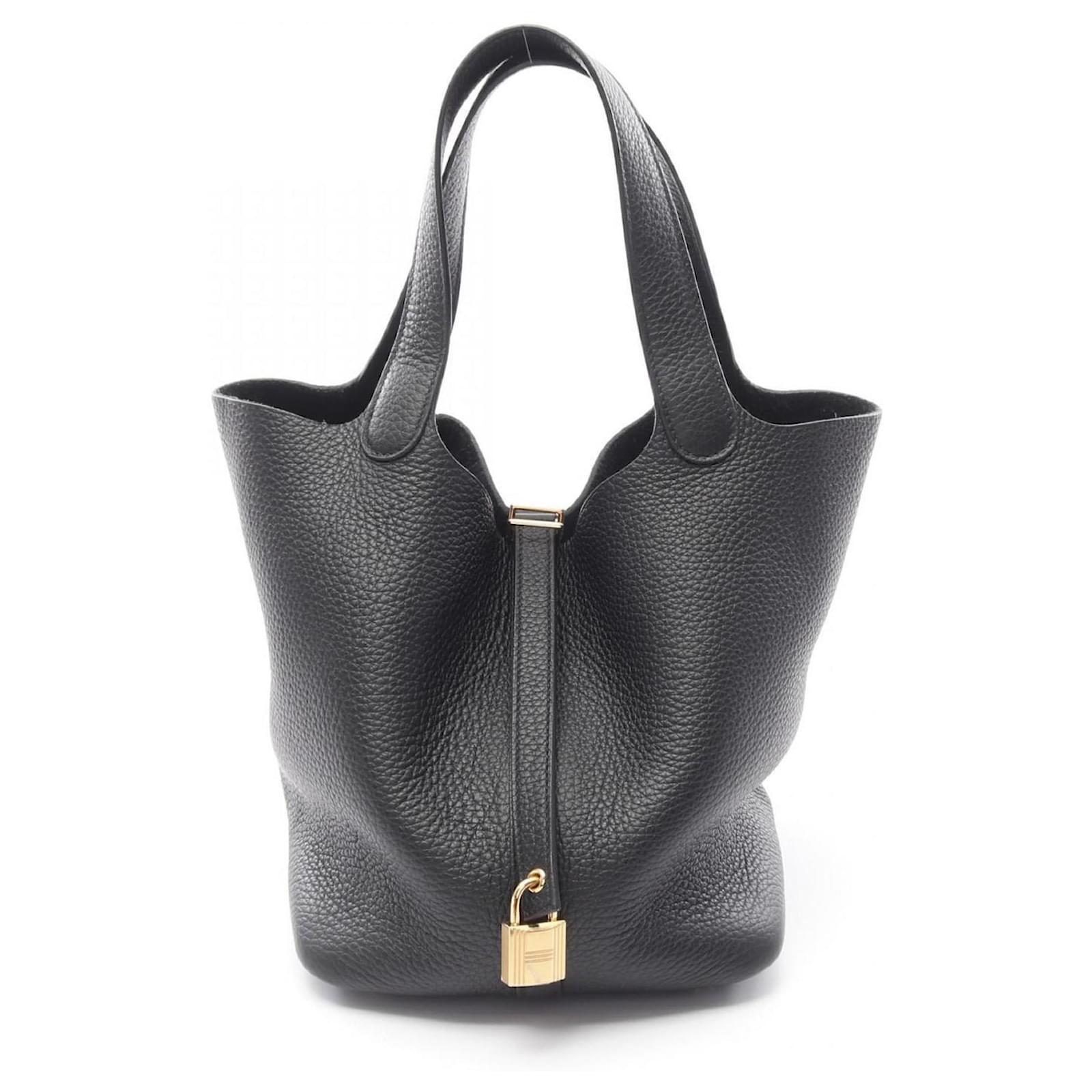 Hermès Hermes Picotin Lock MM Handbag Black Leather  ref.2321032