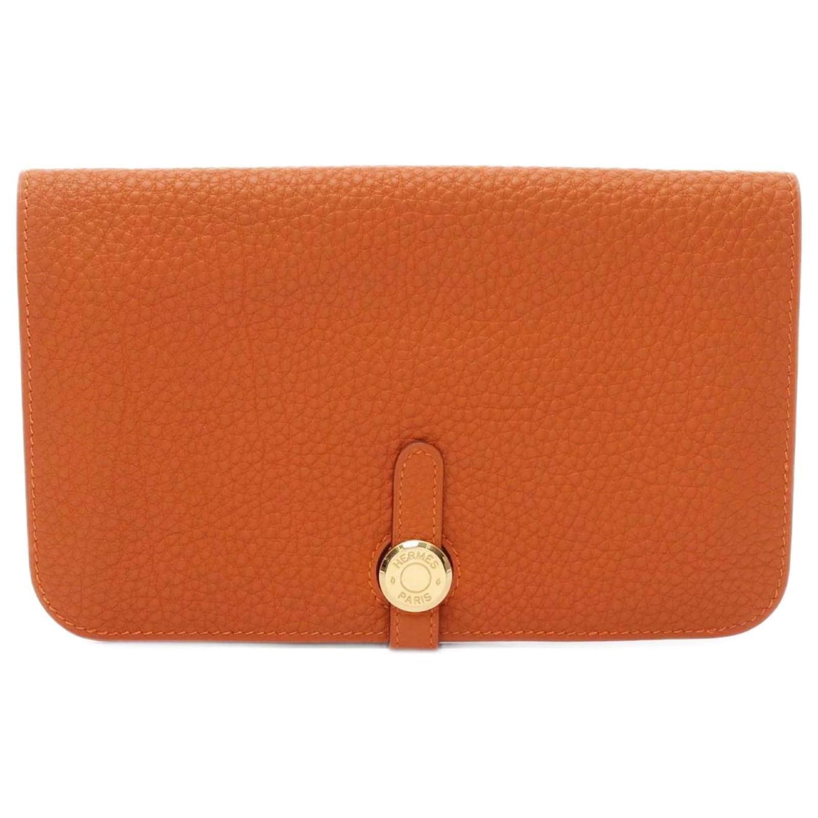 Hermès Hermes Dogon GM Bi-fold Long Wallet Orange Leather  ref.2321030