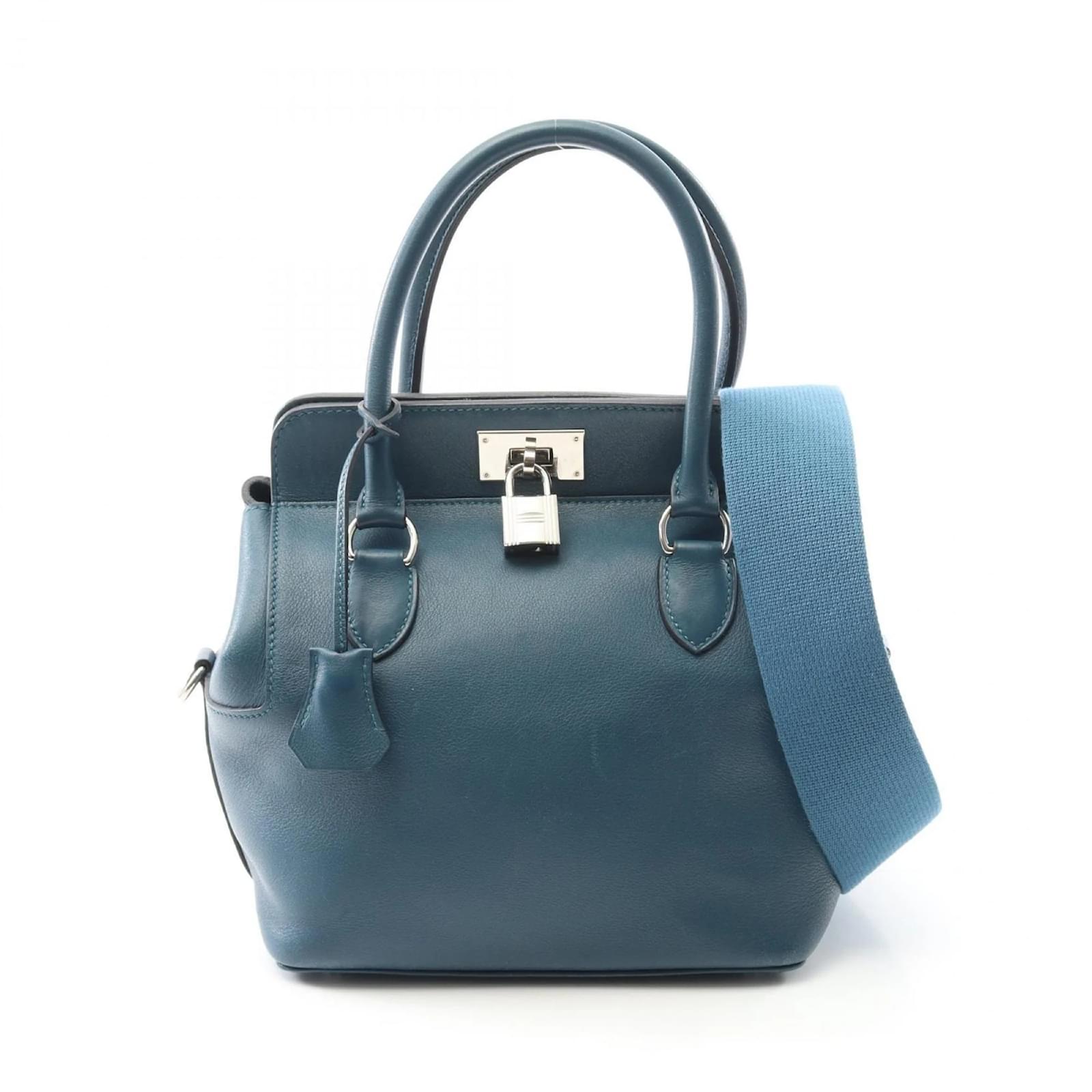 Hermès Hermes Toolbox 20 Handbag in Blue Leather  ref.2321001