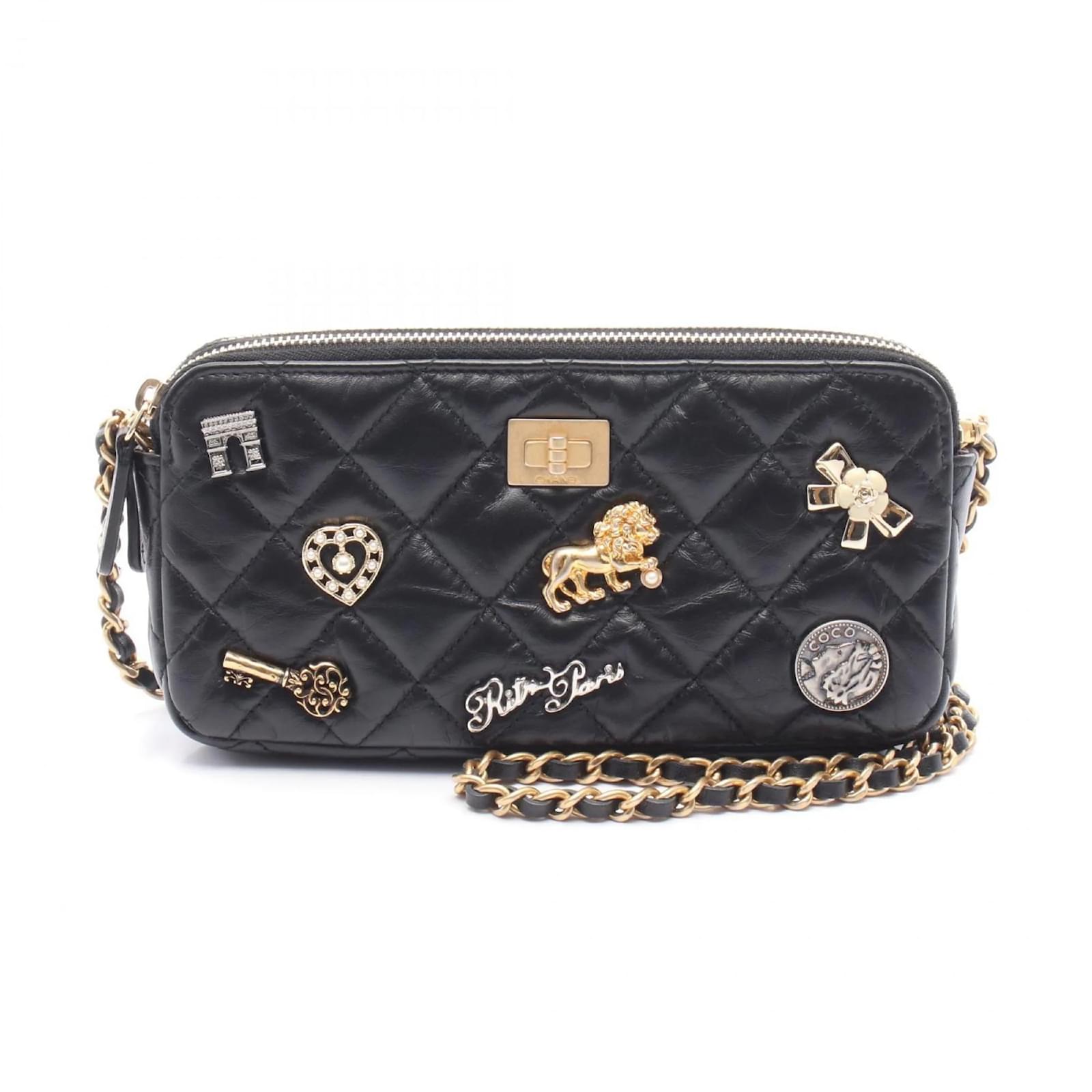 Chanel 2.55 Matelasse Shoulder Bag Black Leather  ref.2320904