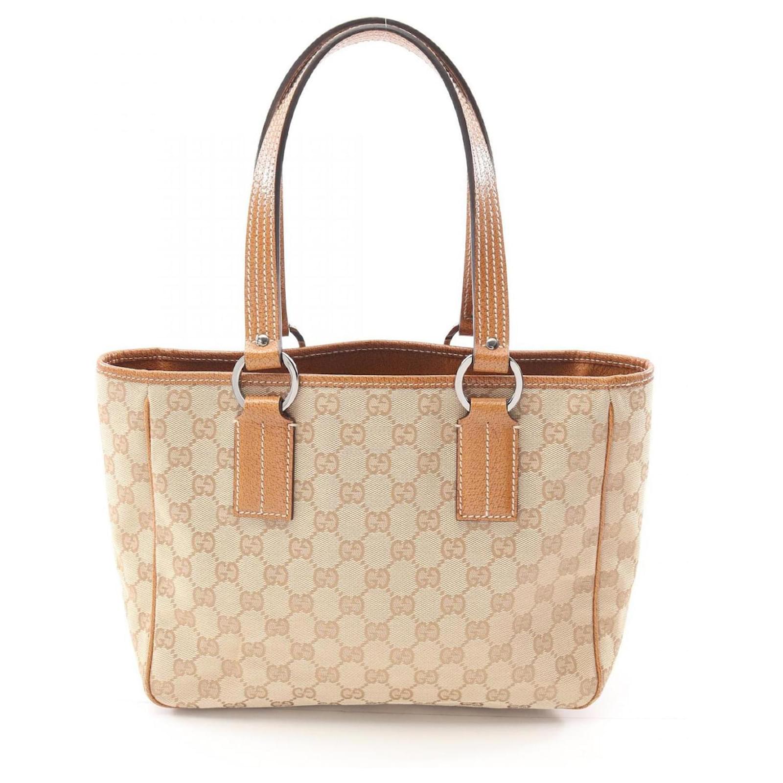 Gucci GG Canvas Tote Bag Brown Beige Leather Cloth  ref.2320899