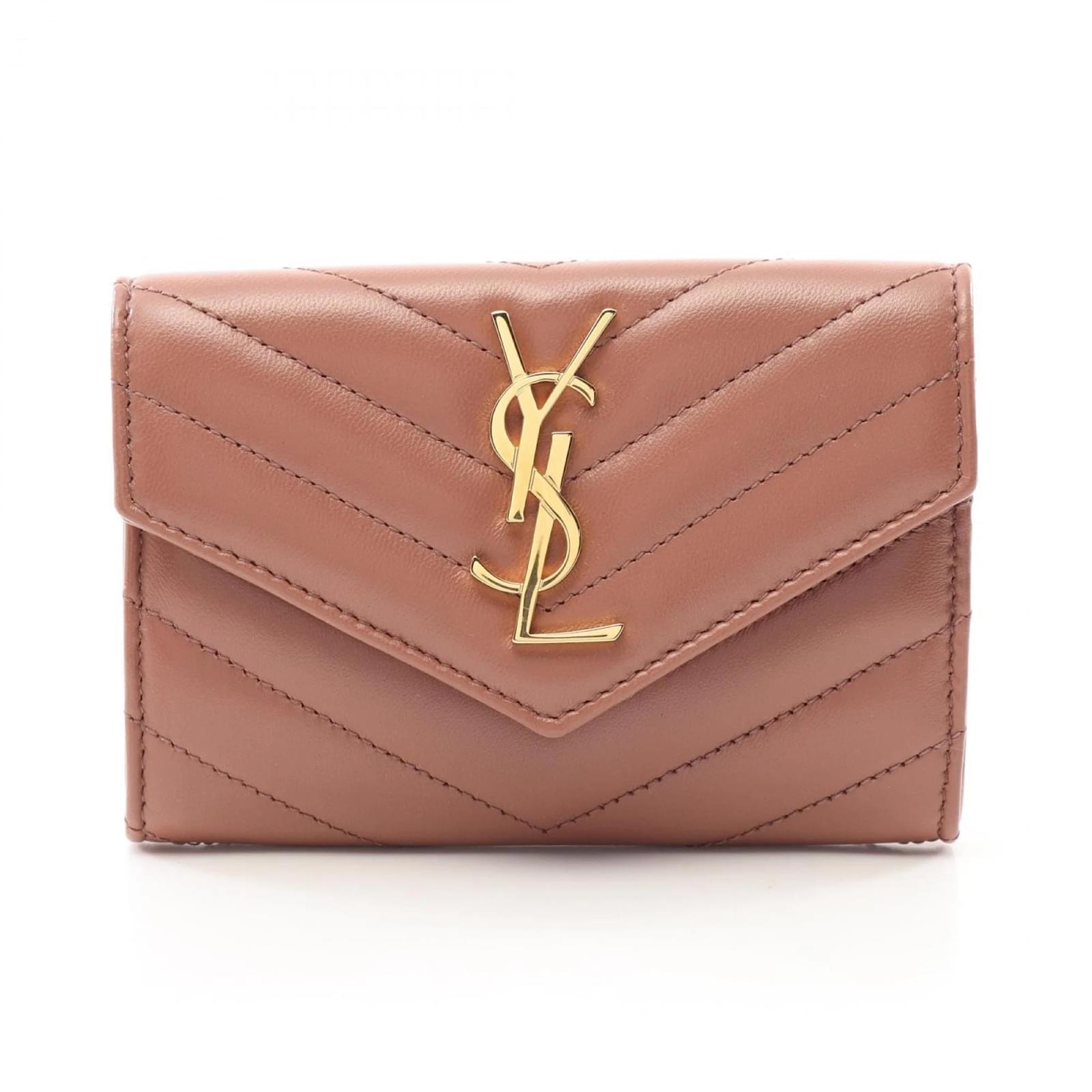 Saint Laurent Monogram Envelope Wallet Brown Leather  ref.2320895