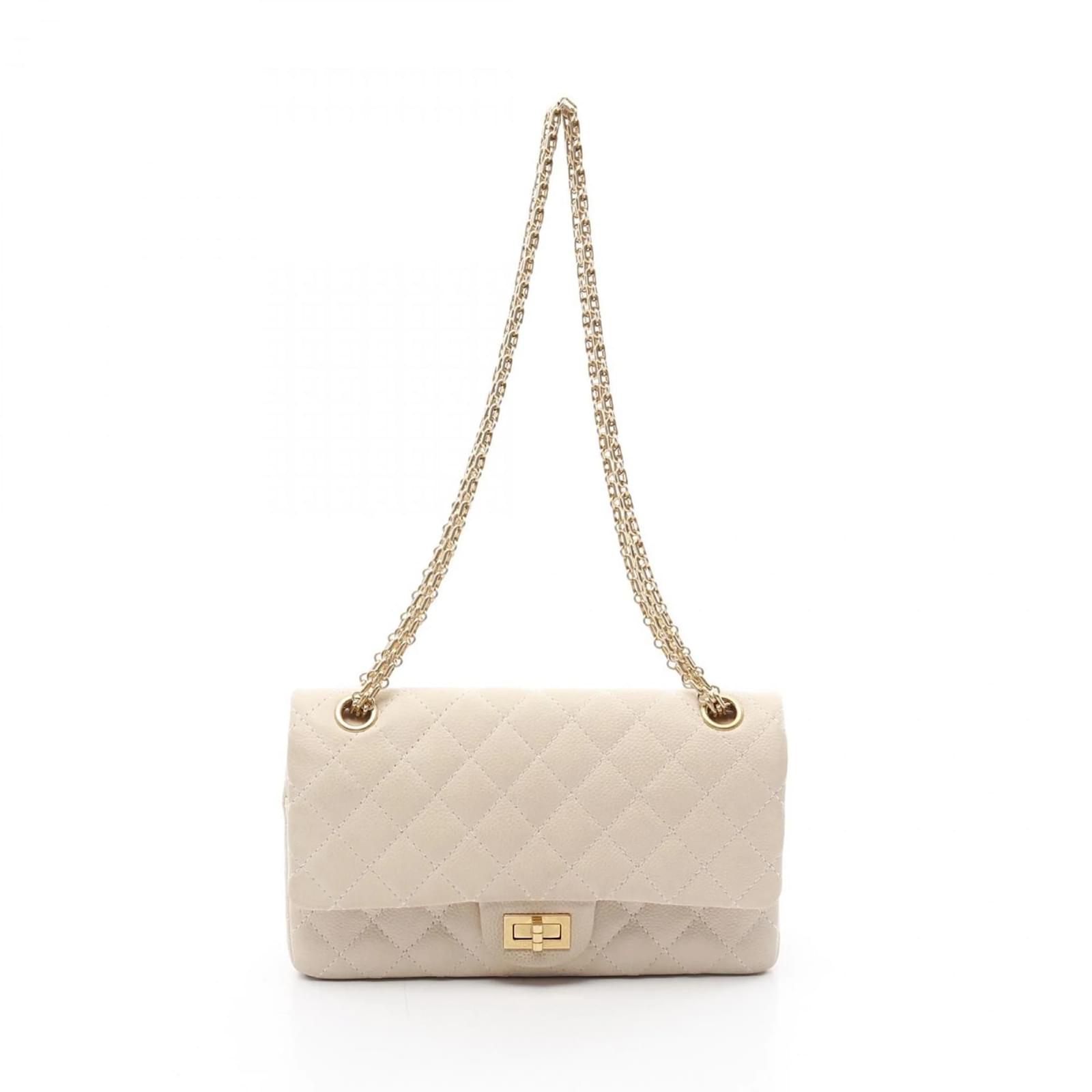 Chanel 2.55 Matelasse Mademoiselle Chain Shoulder Bag Cream Leather  ref.2320886